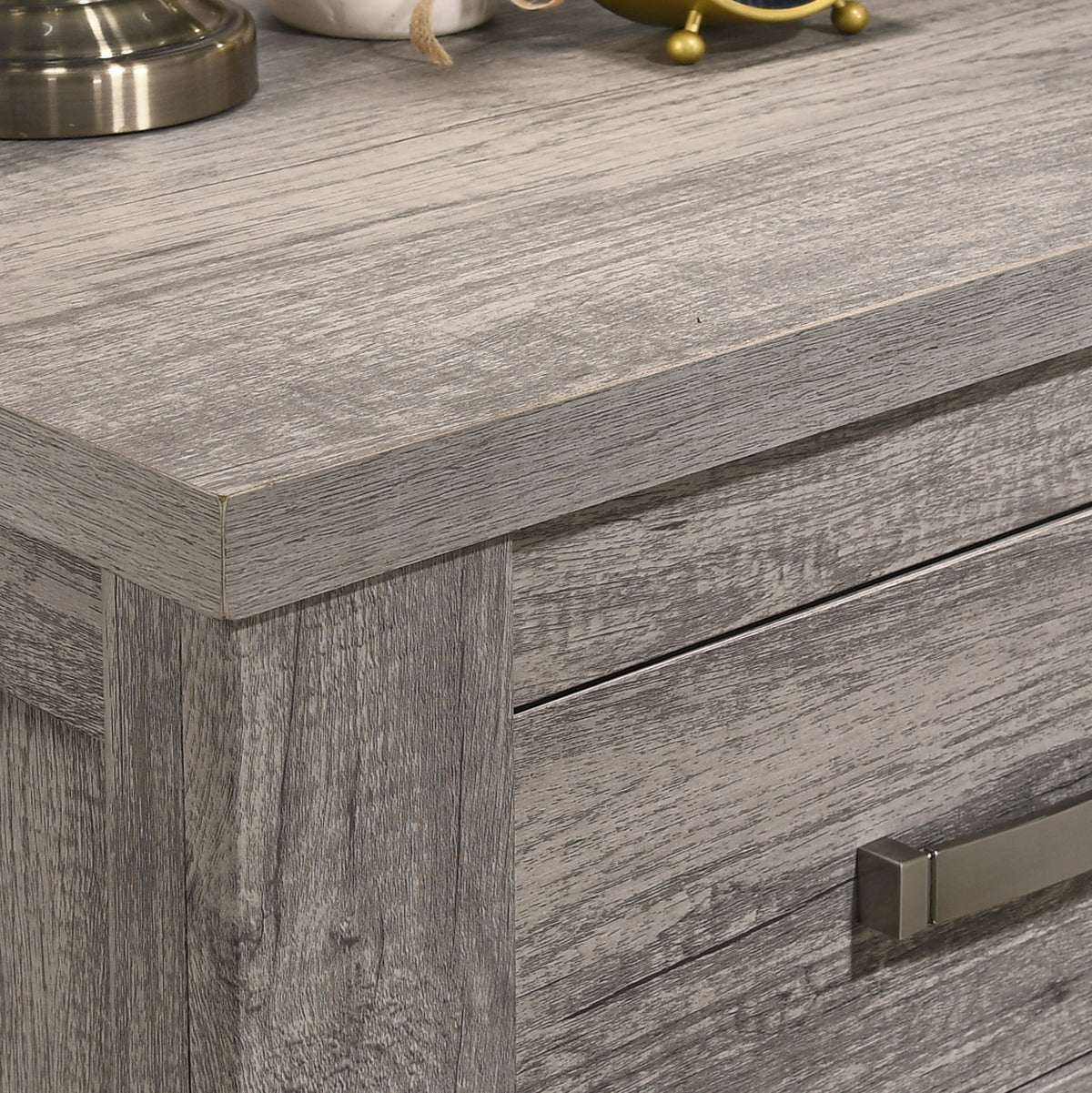 Floren Contemporary Weathered Gray Wood Two-Drawer Nightstand