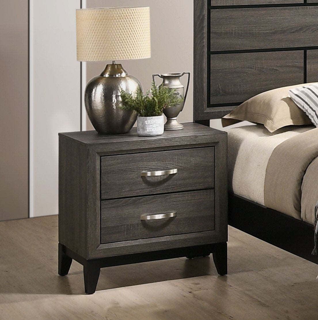 Stout Metal Bar Pulls Distressed Nightstand