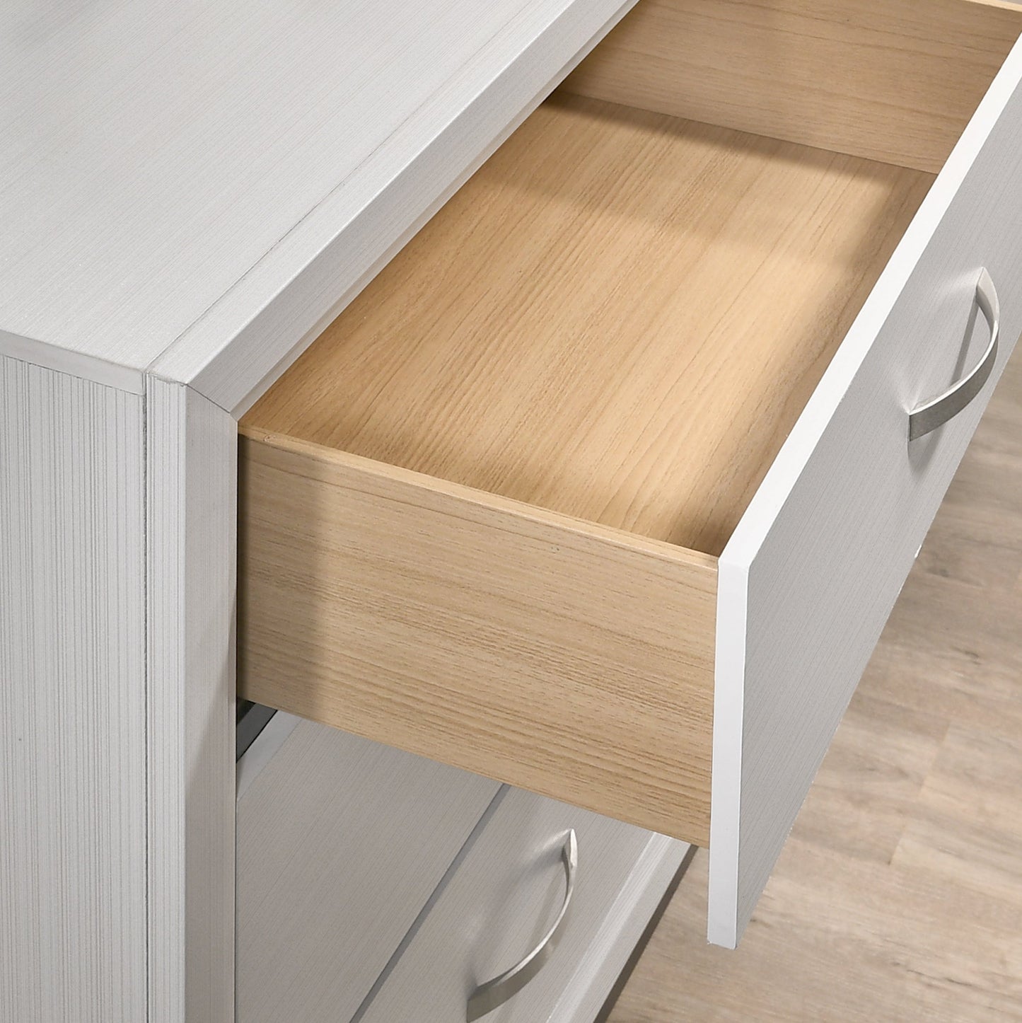 Stout Contemporary 5-Drawer Metal Bar Pulls Wood Chest, White