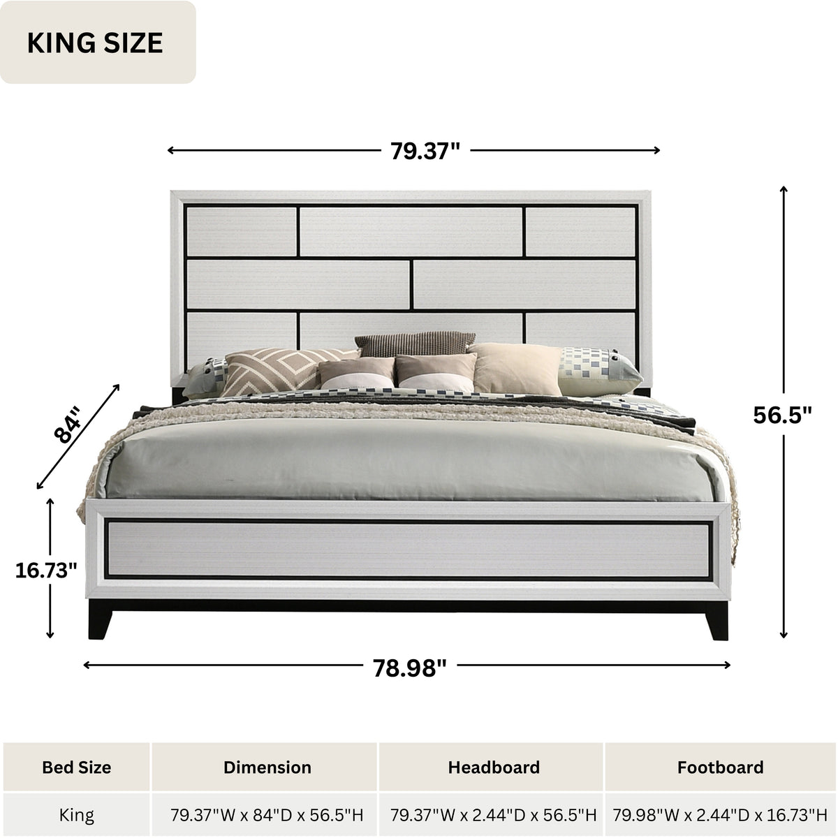 Stout Contemporary Carved Detailed Panel Bed in White