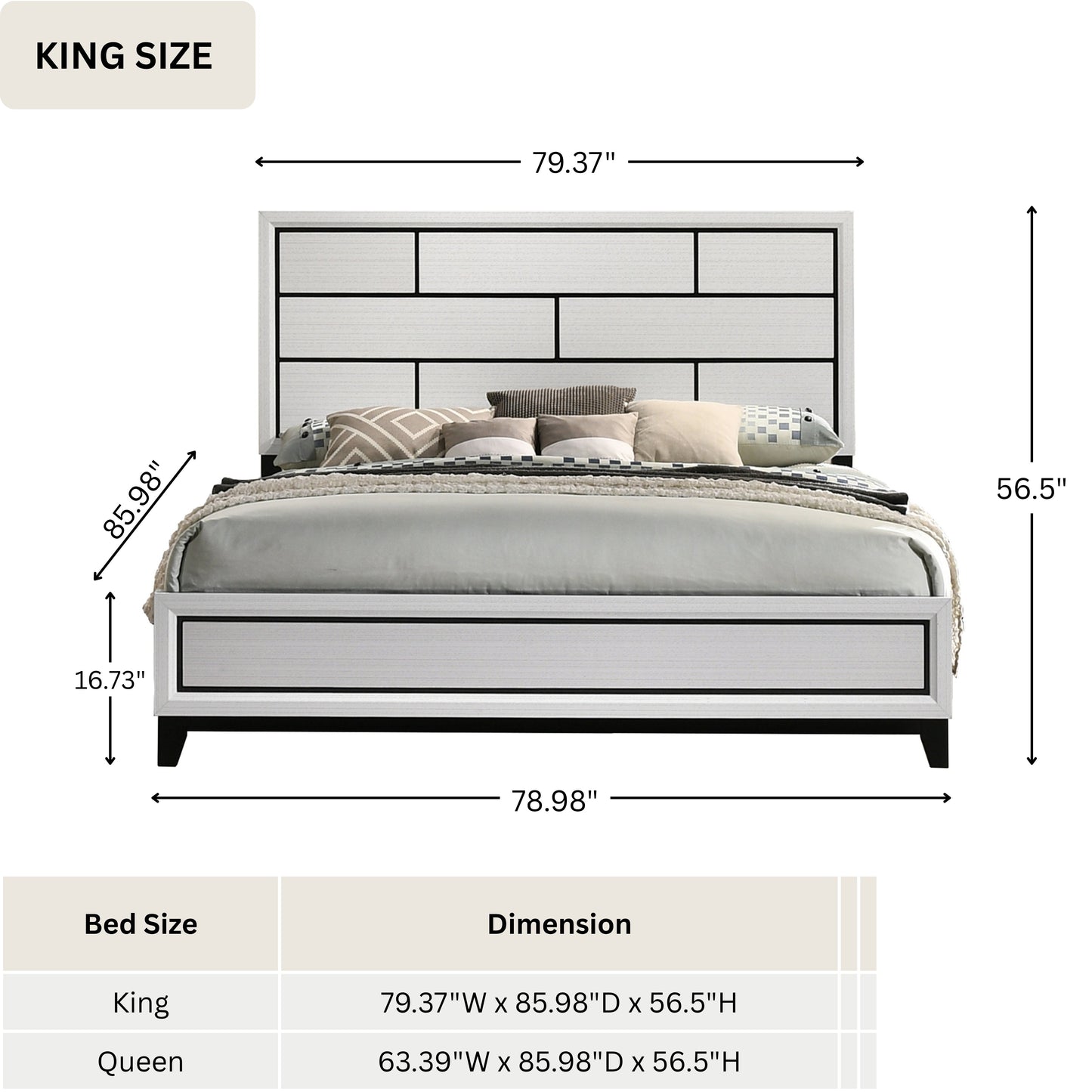 Stout Contemporary Carved Detailed Panel Bed in White