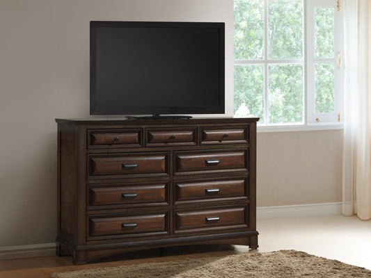 Broval 179 Light Espresso Finish Wood 9 Drawers Dresser