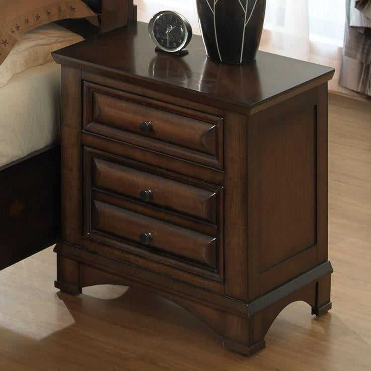 Broval 179 Light Espresso Finish Wood 2 Drawers Night Stand