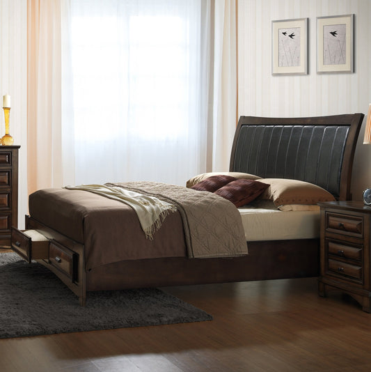 Broval Light Espresso Finish Wood Storage Platform Bed