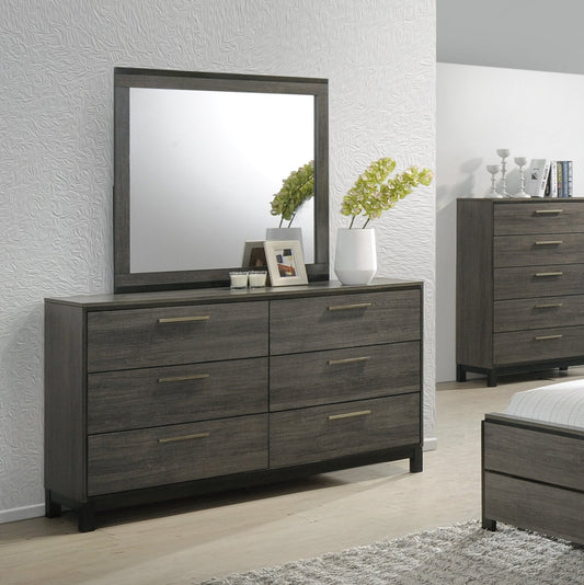 Ioana Antique Grey Finish Wood Dresser and Mirror