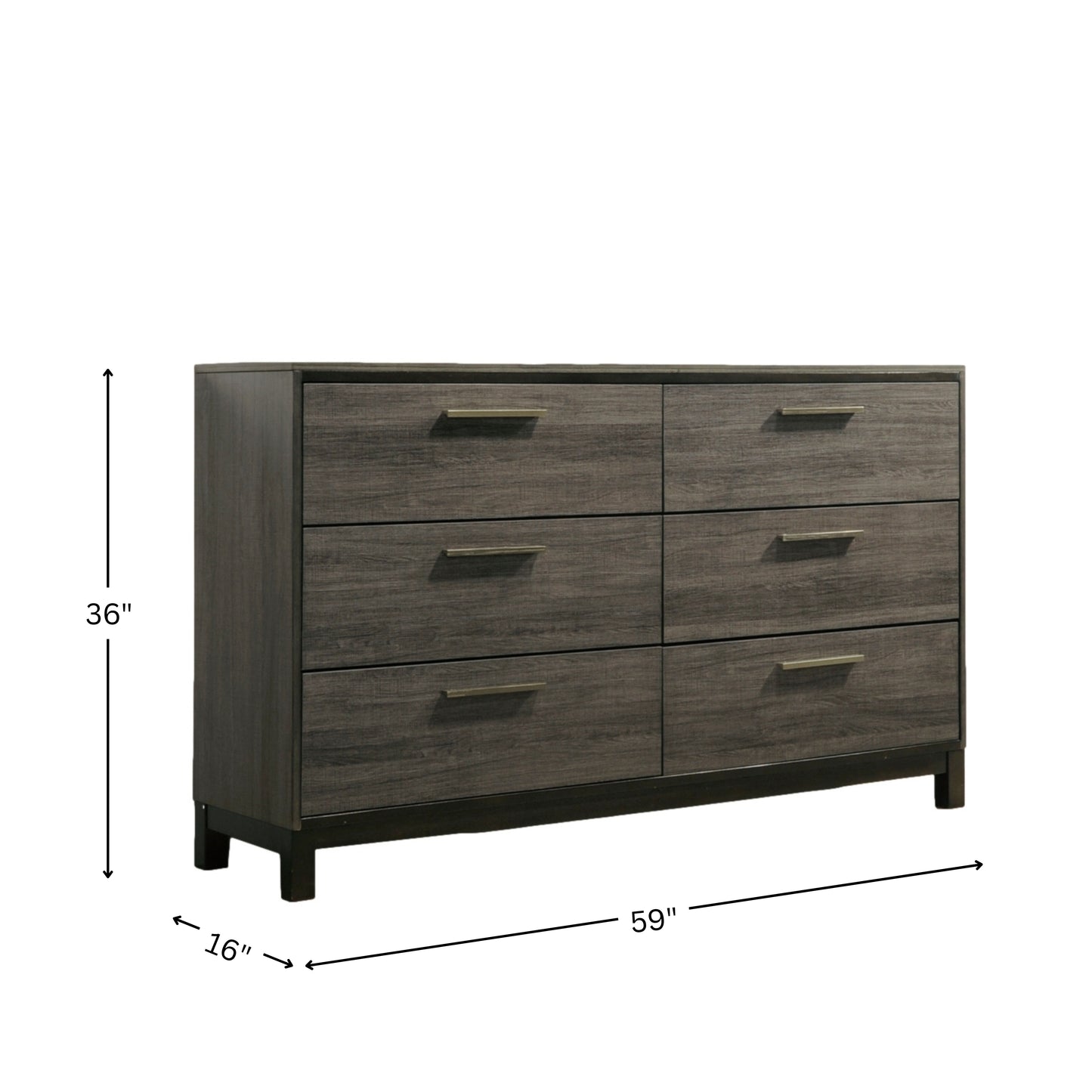 Ioana Antique Grey Finish Wood 6 Drawers Dresser