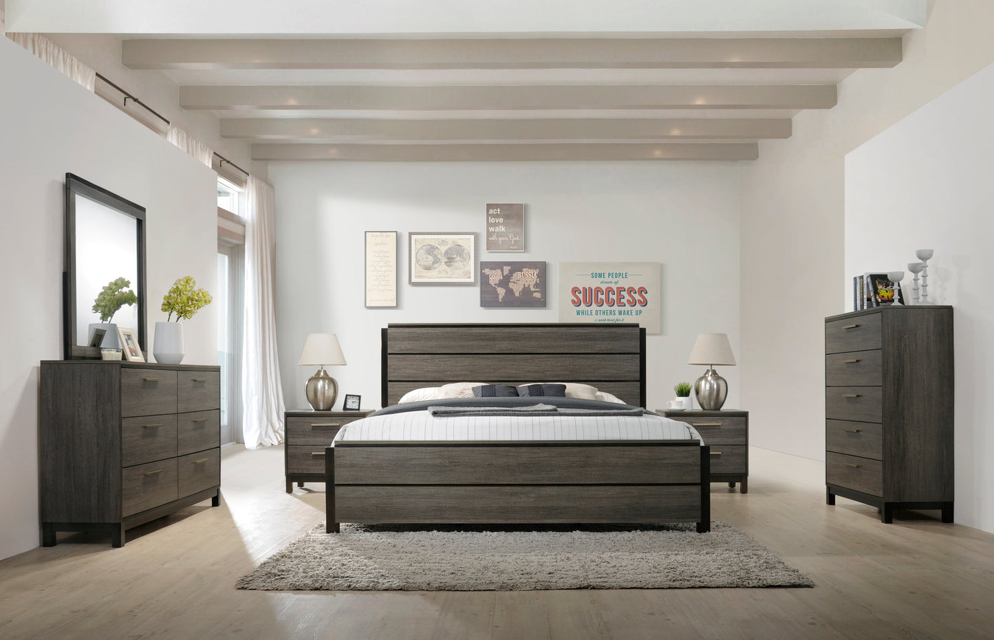 Ioana Weathered Gray Finish Wood Bedroom Collection