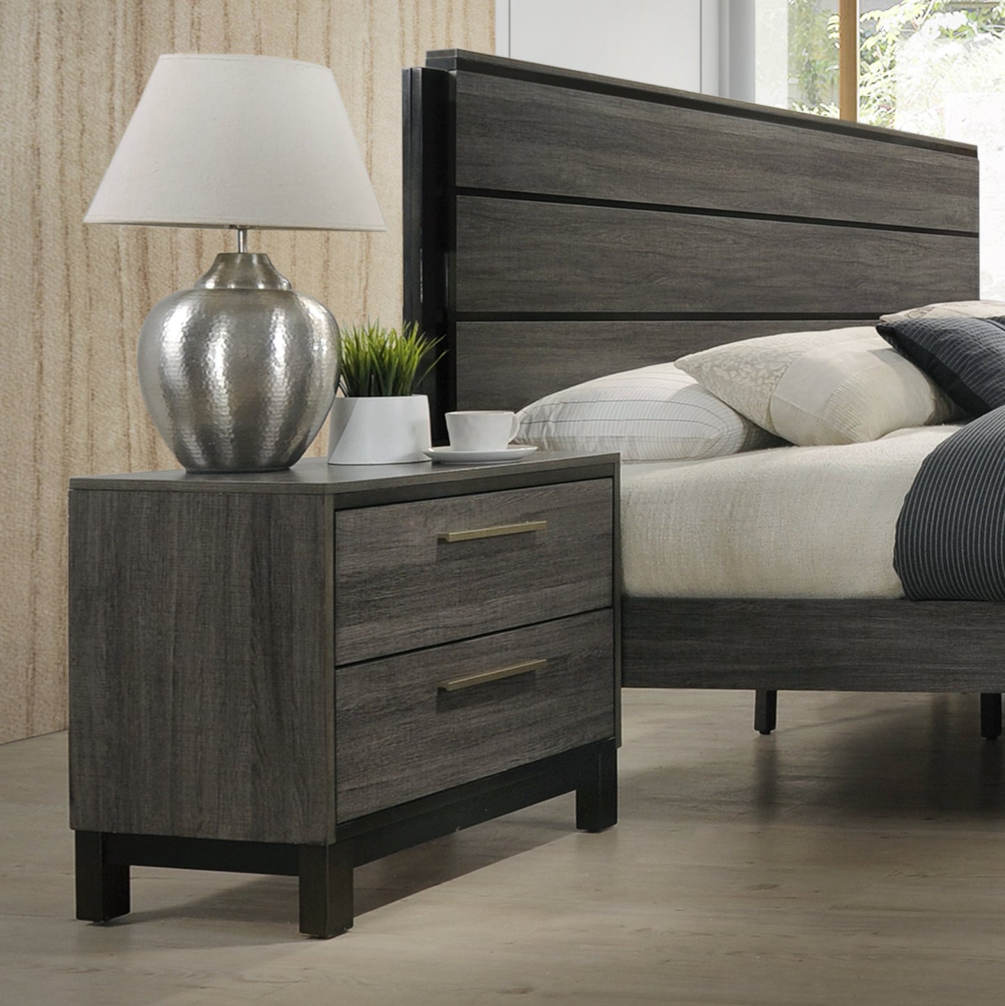 Ioana Weathered Gray Finish Wood Bedroom Collection