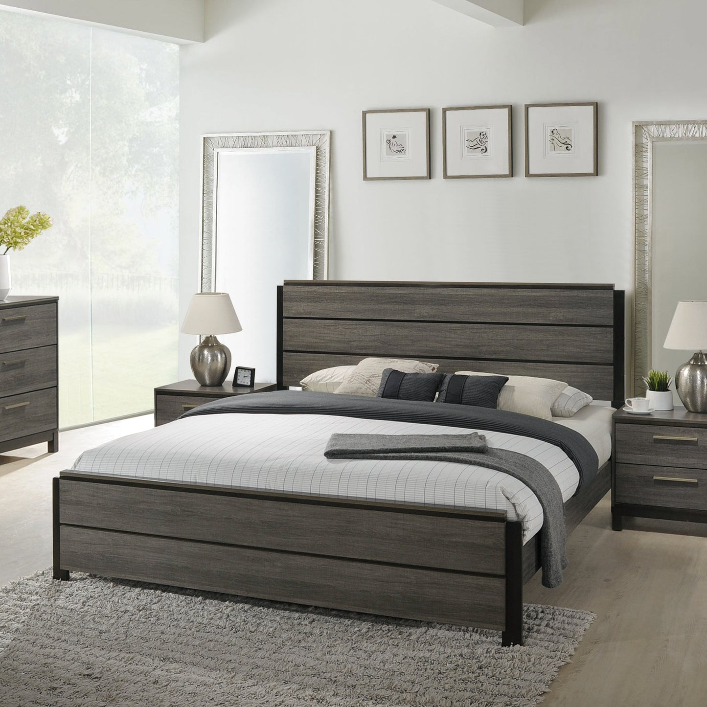 Ioana Weathered Gray Finish Wood Bedroom Collection