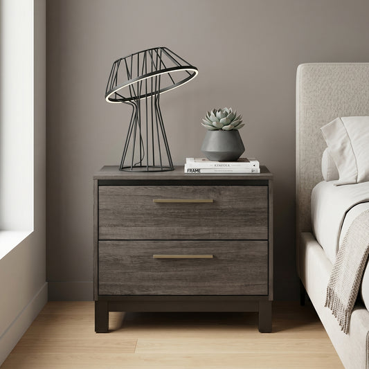 Ioana Antique Grey Finish Wood 2 Drawers Night Stands