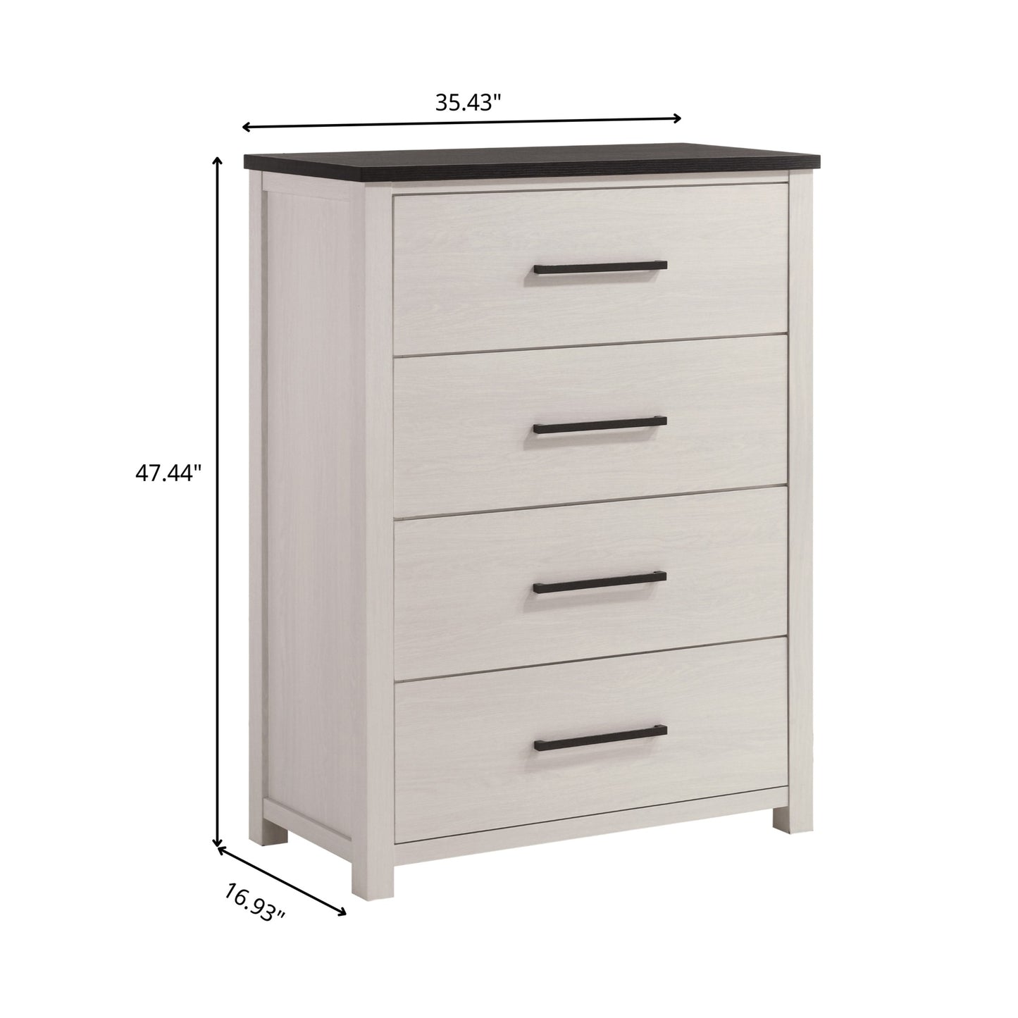 Roundhill Furniture Realynn 4-Drawer Bedroom Chest, Off-White Finish