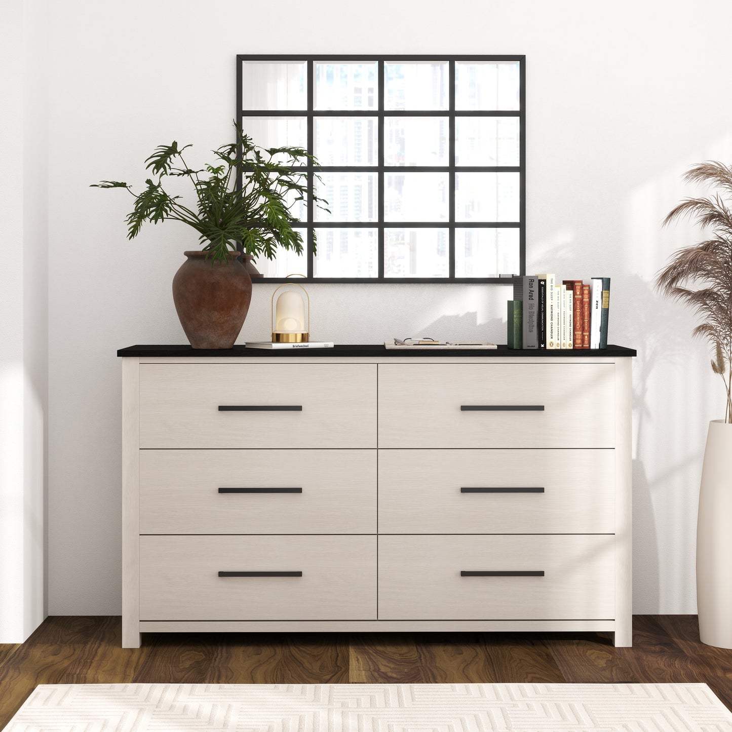 Roundhill Furniture Realynn Wood Bedroom Collection, Off-White Finish