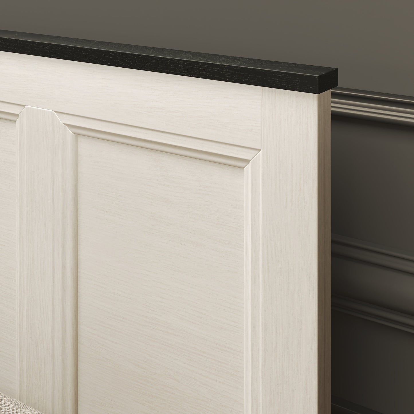 Roundhill Furniture Realynn Panel Bed, Off-White Finish