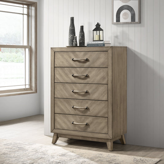 Roundhill Furniture Arena Contemporary 5-Drawer Chest in Antique Gray