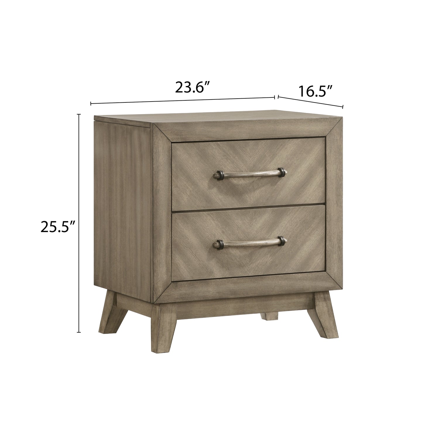 Roundhill Furniture Arena Contemporary 2-Drawer Nightstand in Weathered Sand