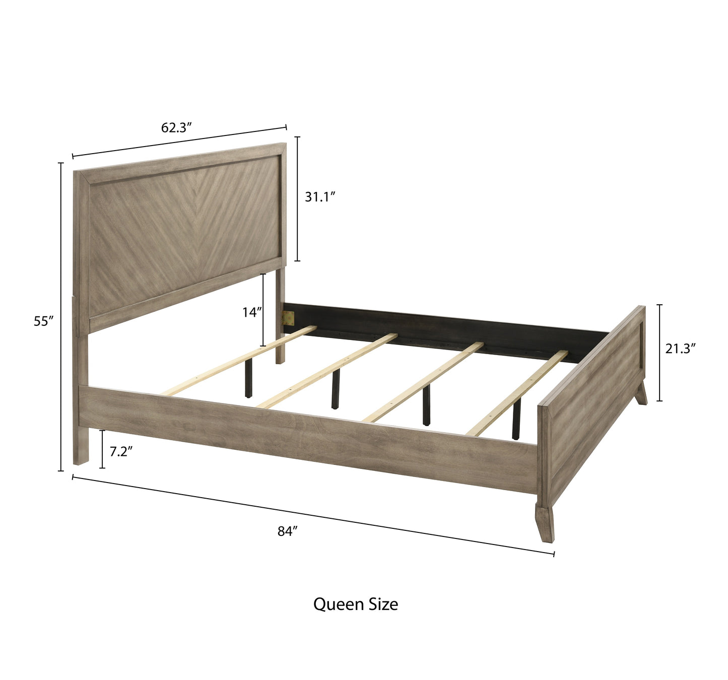 Roundhill Furniture Arena Contemporary Wood Panel Bed in Antique Gray