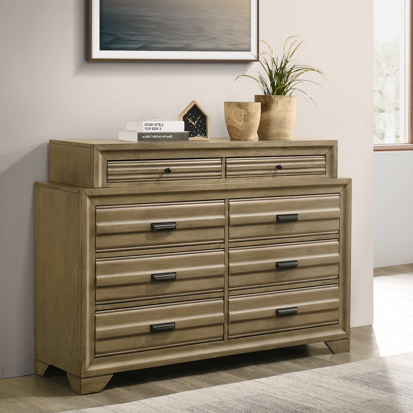 Loiret Light Gray Finish Wood Storage Platform Bedroom Collection