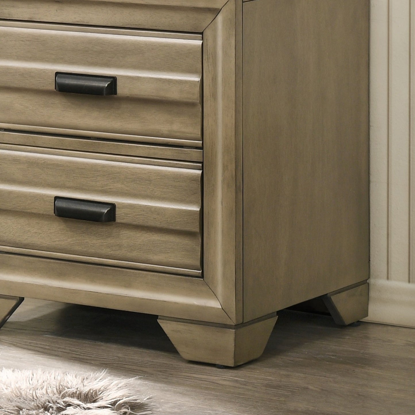 Loiret Light Gray Finish Wood Storage Platform Bedroom Collection