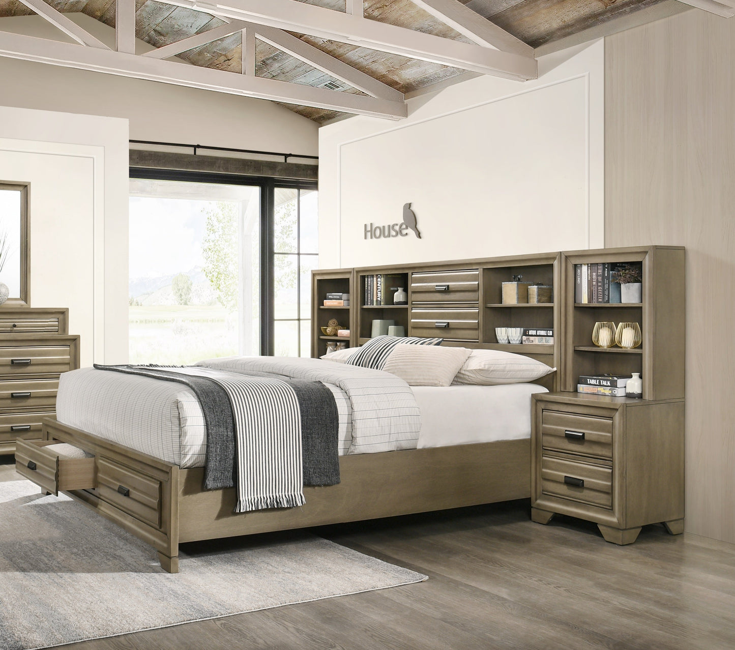 Loiret Light Gray Finish Wood Storage Platform Wallbed Collection