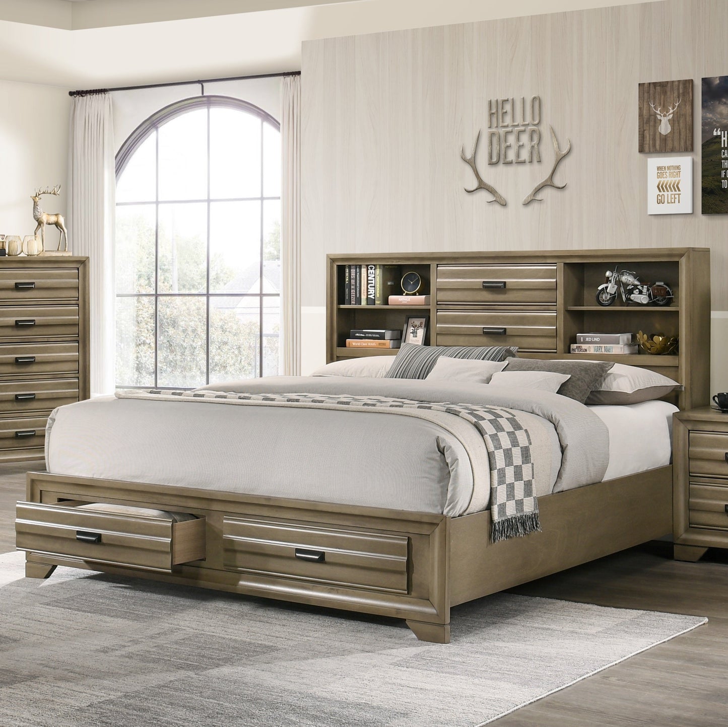 Loiret Light Gray Finish Wood Storage Platform Bed