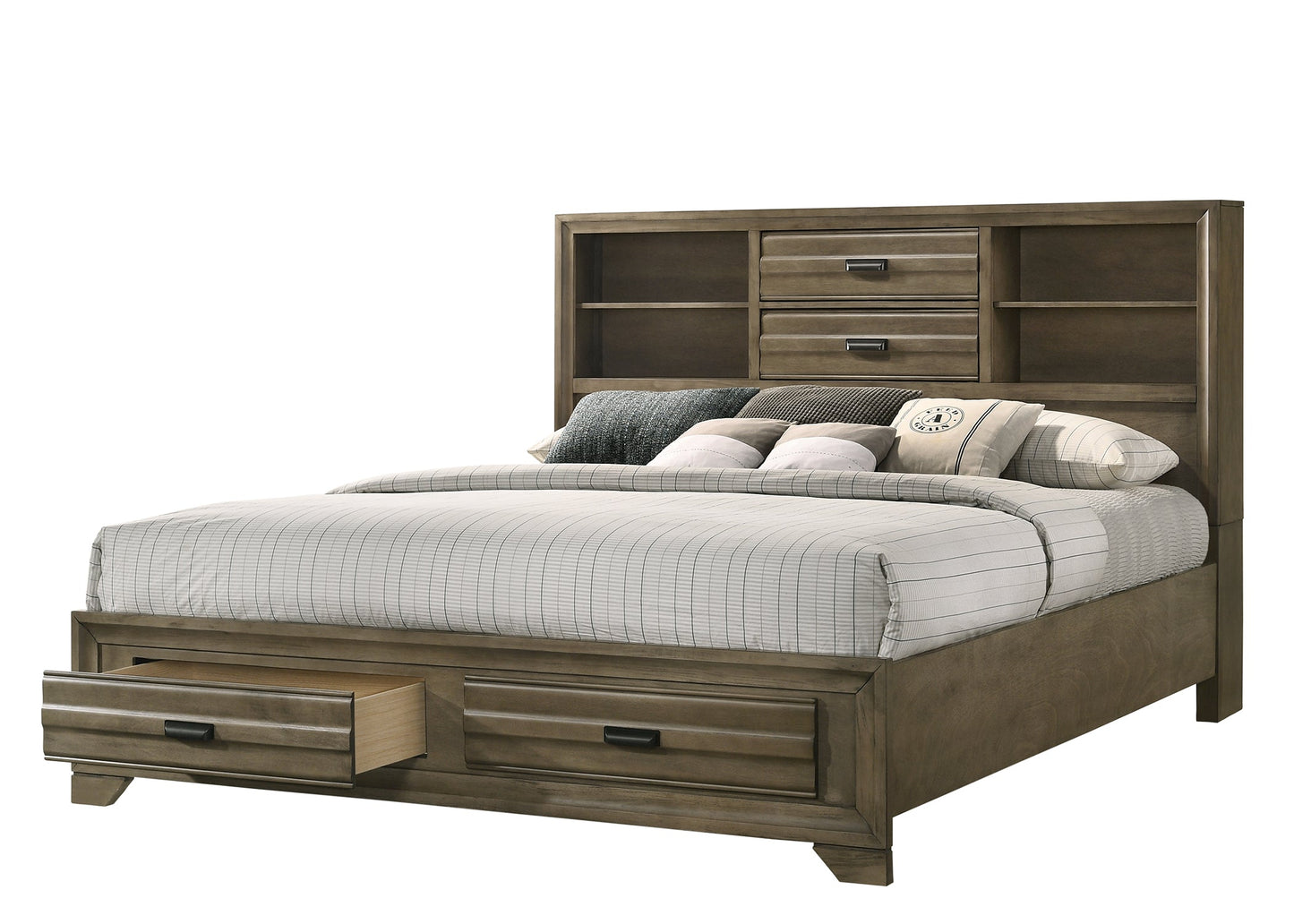 Loiret Light Gray Finish Wood Storage Platform Bed