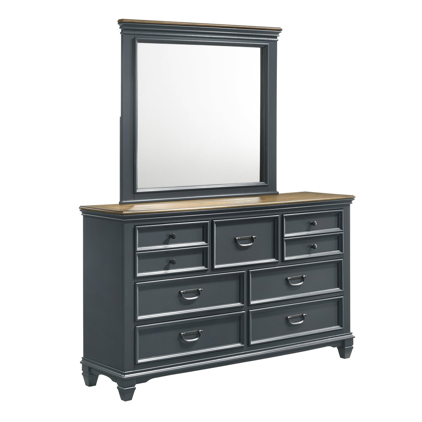 Roundhill Furniture Clelane Wood 7-Drawer Dresser with Mirror