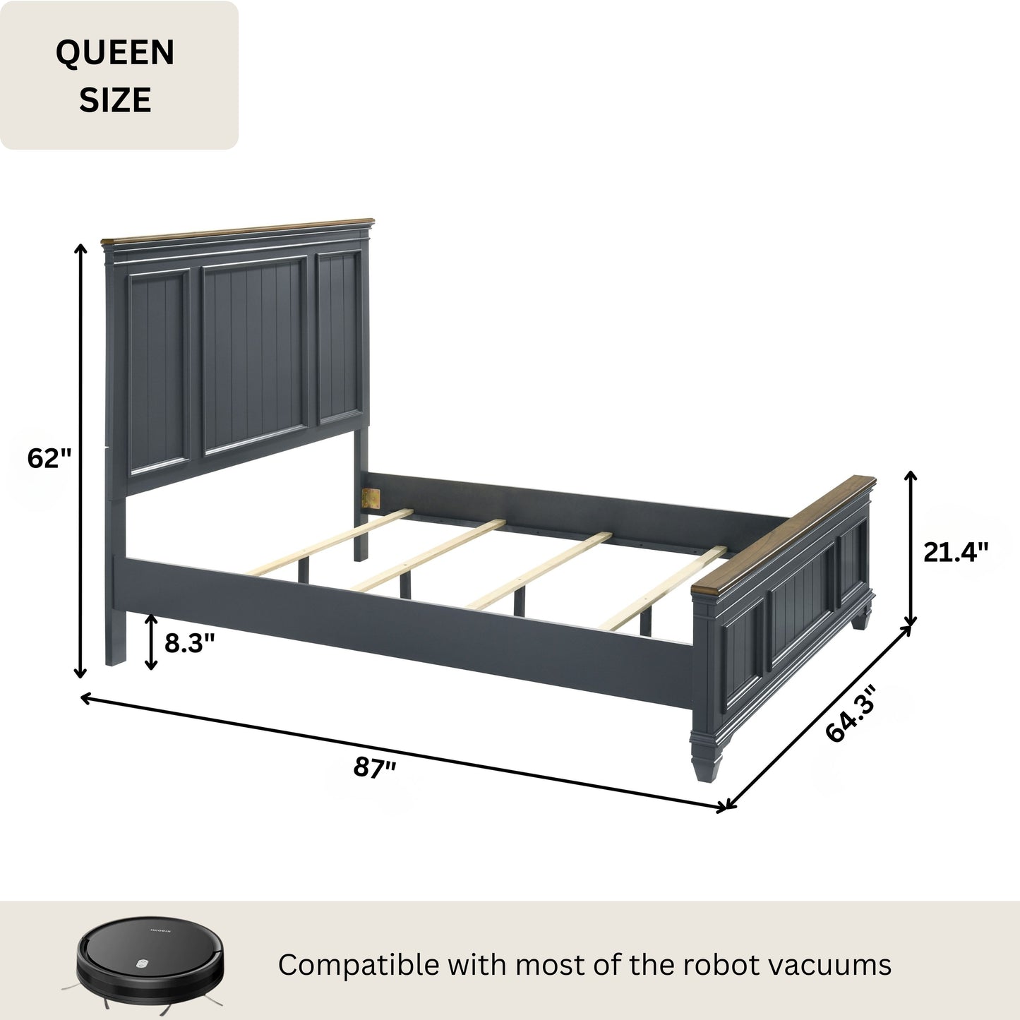 Roundhill Furniture Clelane Shiplap Wood Panel Bed