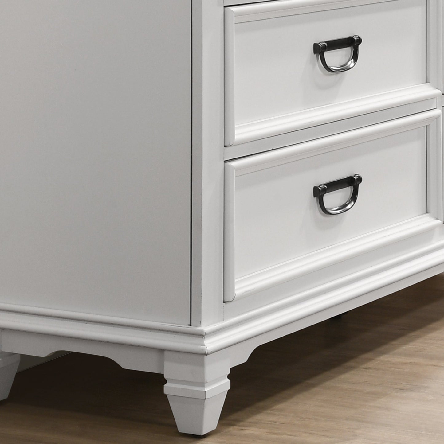 Clelane Wood 5-Drawer Chest, Weathered White and Walnut