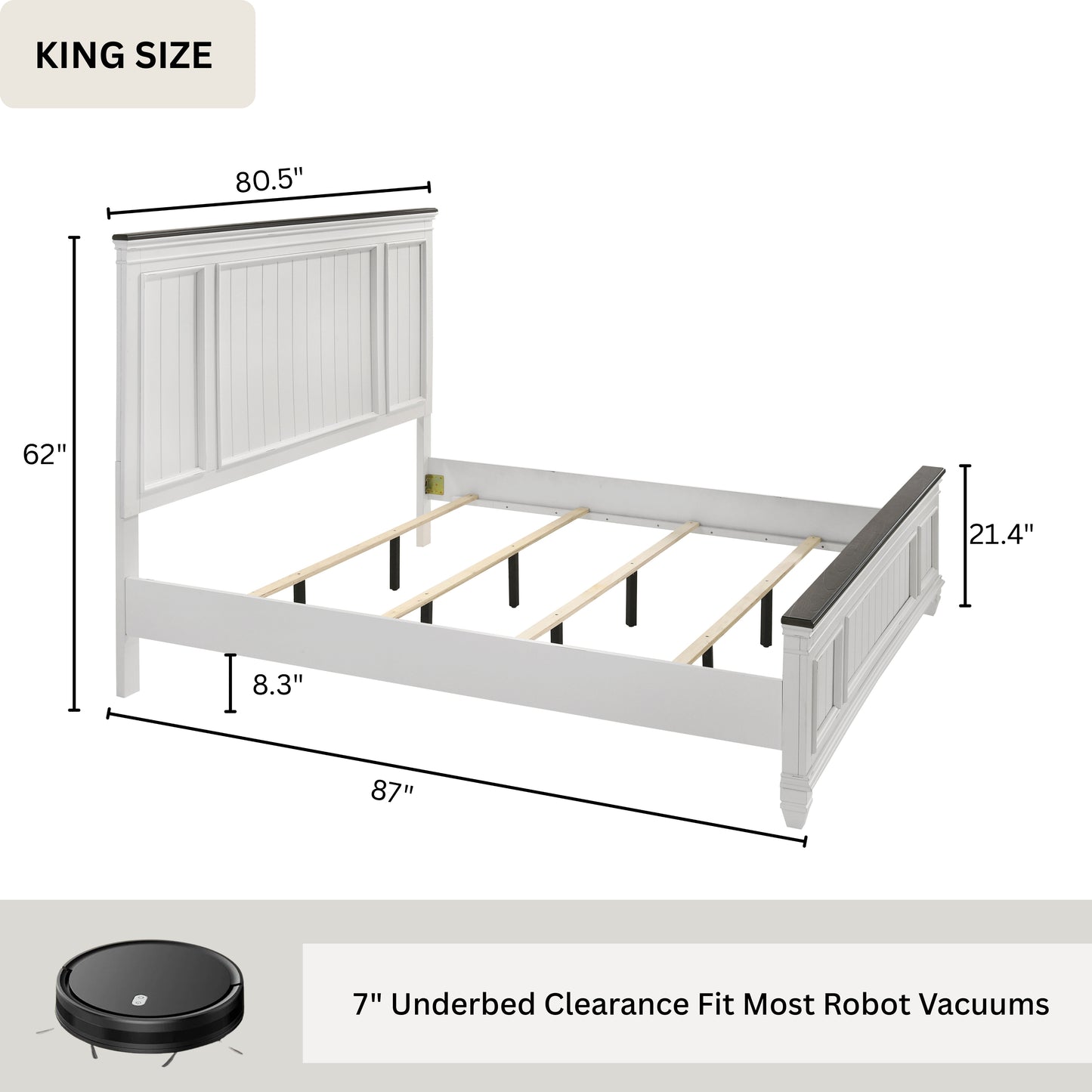 Clelane Wood Bedroom Set with Shiplap Panel Bedroom Collection, Weathered White and Gray