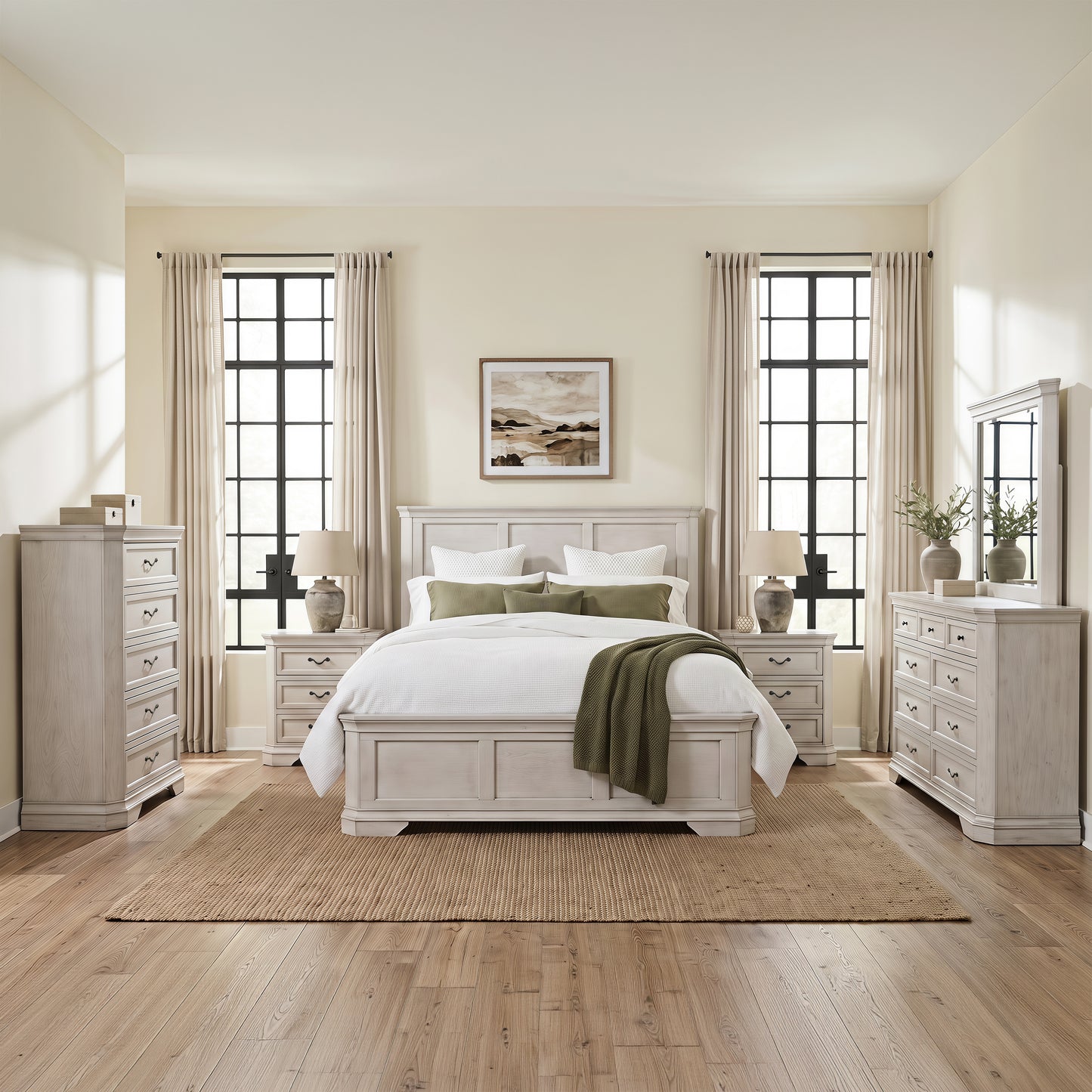 Roundhill Furniture Maderne Traditional Wood Panel Bedroom Collection