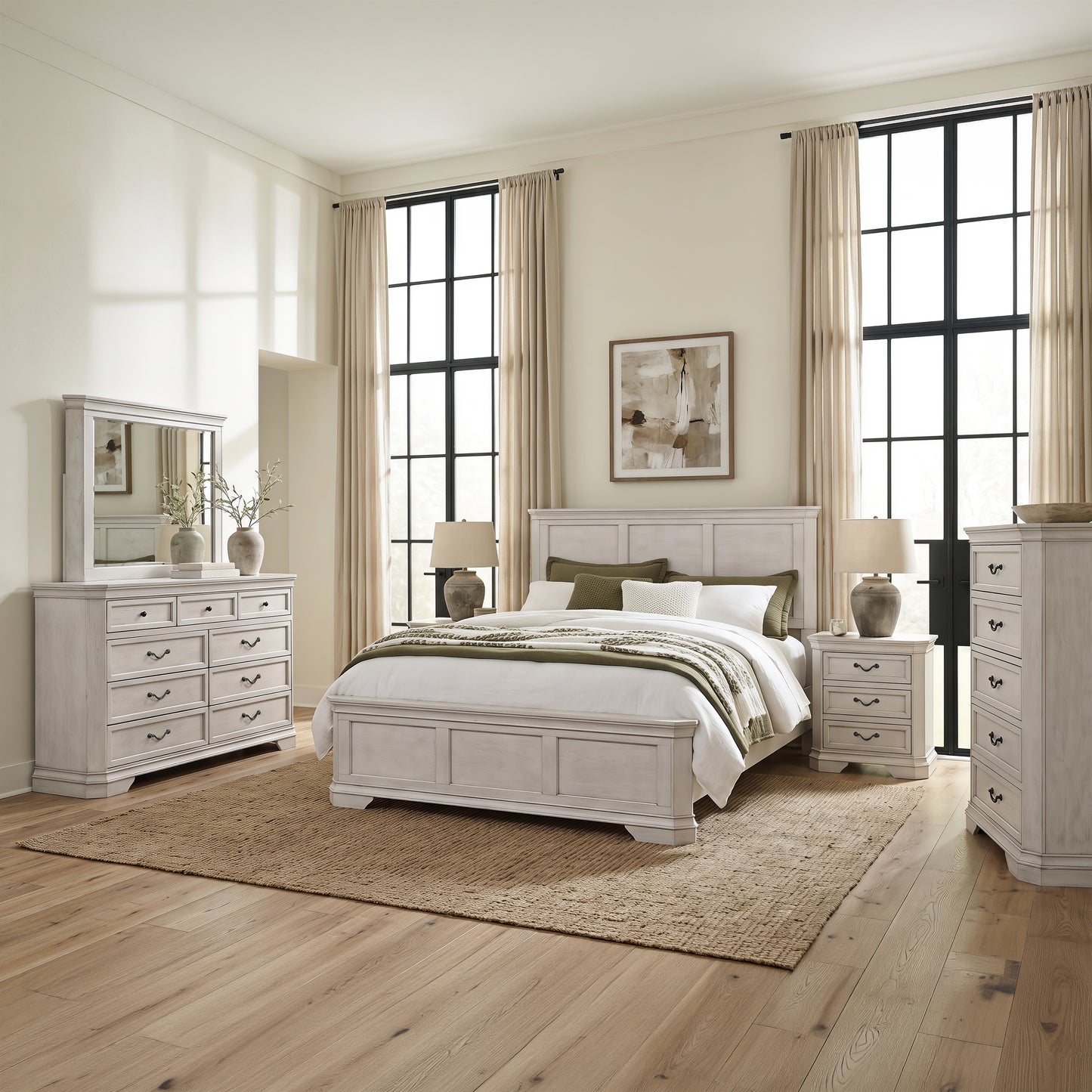 Roundhill Furniture Maderne Traditional Wood Panel Bedroom Collection
