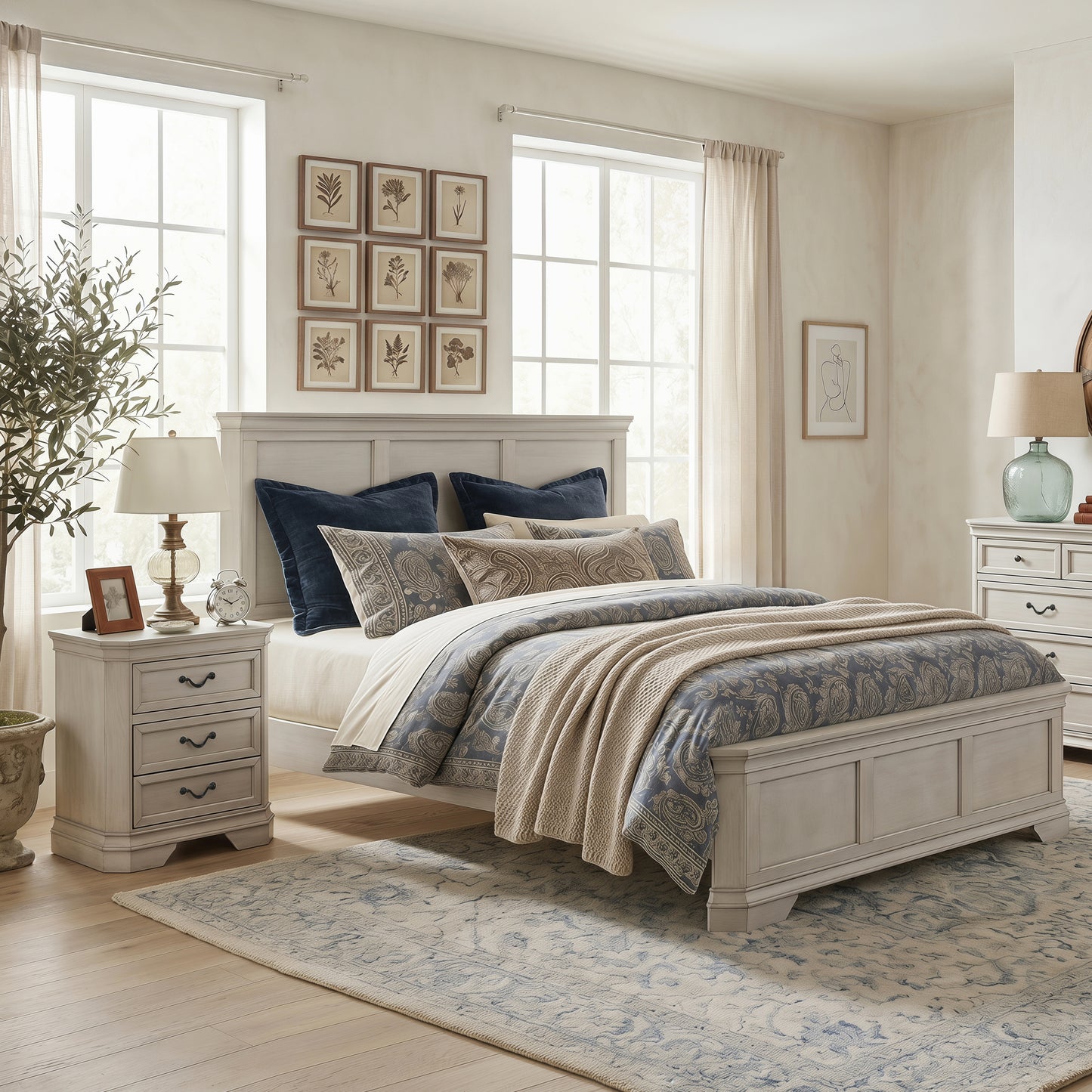 Roundhill Furniture Maderne Traditional Wood Panel Bedroom Collection