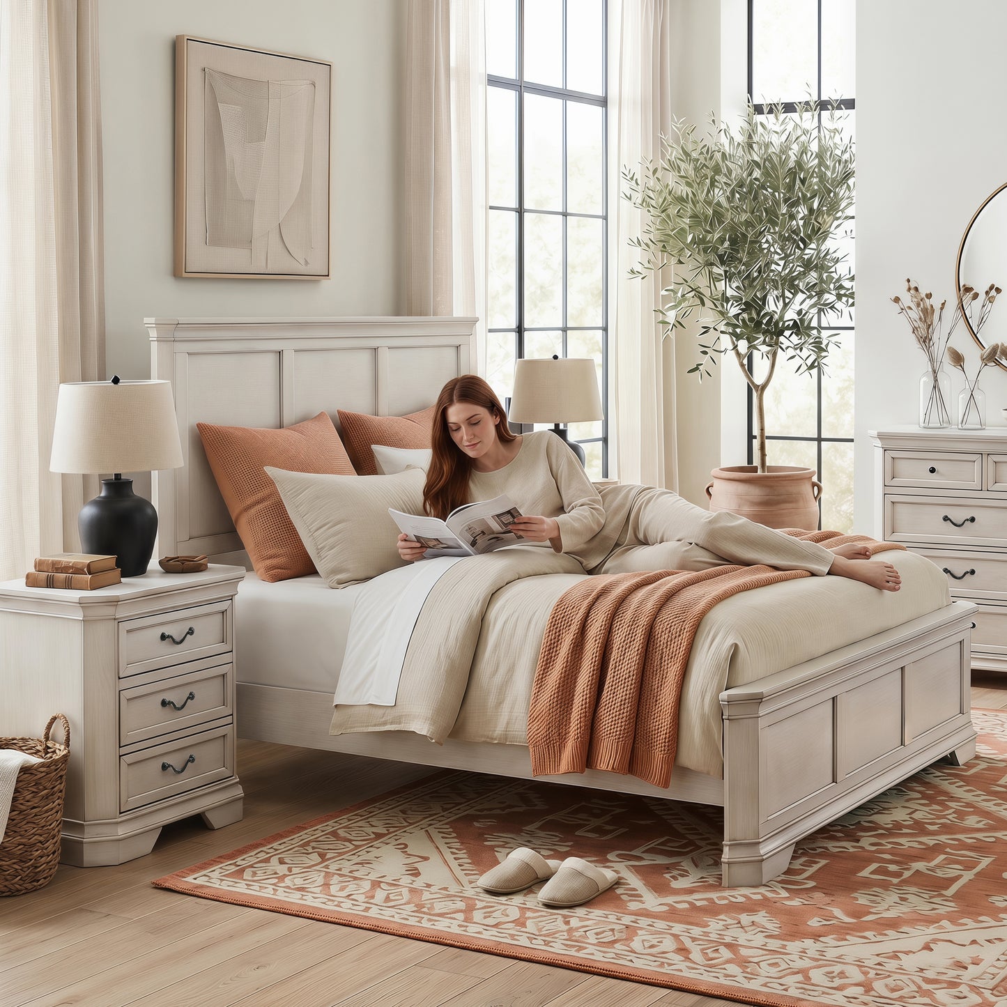 Roundhill Furniture Maderne Traditional Wood Panel Bedroom Collection