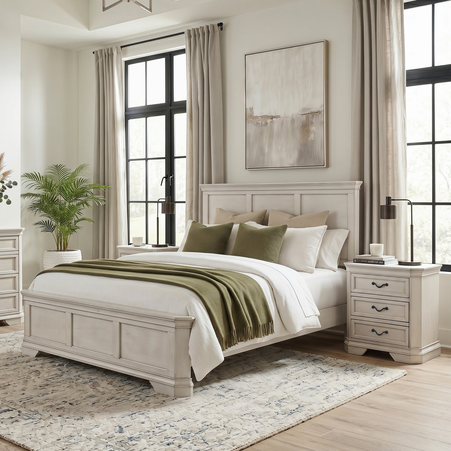 Roundhill Furniture Maderne Traditional Wood Panel Bedroom Collection