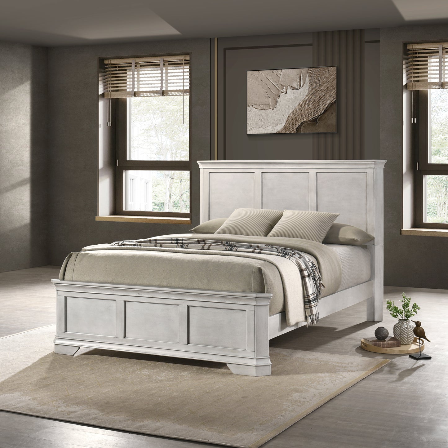 Roundhill Furniture Maderne Traditional Wood Panel Bedroom Collection