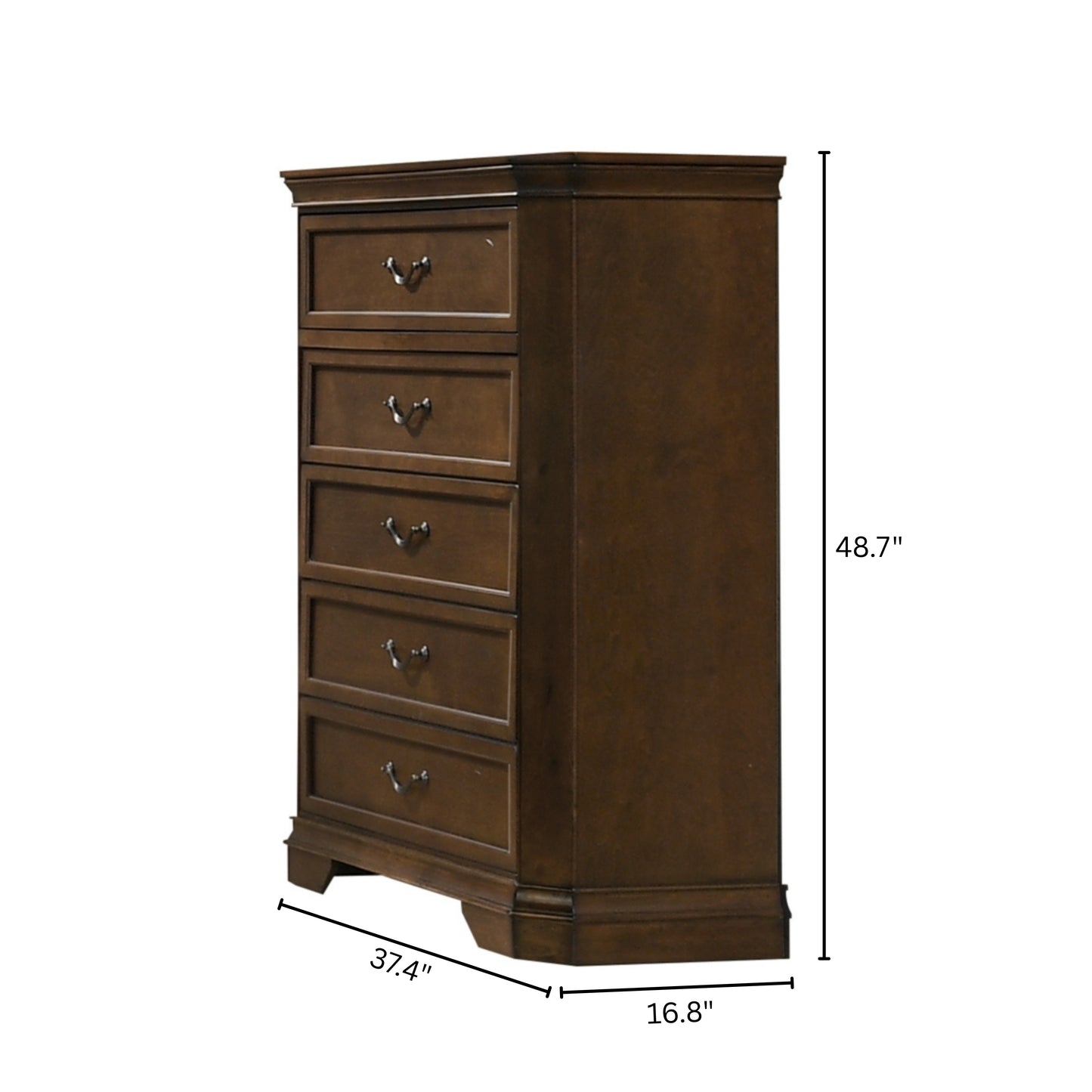 Roundhill Furniture Maderne Traditional Wood 5-Drawer Chest