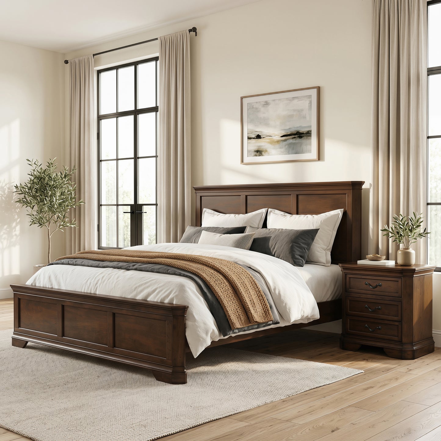 Roundhill Furniture Maderne Traditional Wood Panel Bedroom Collection