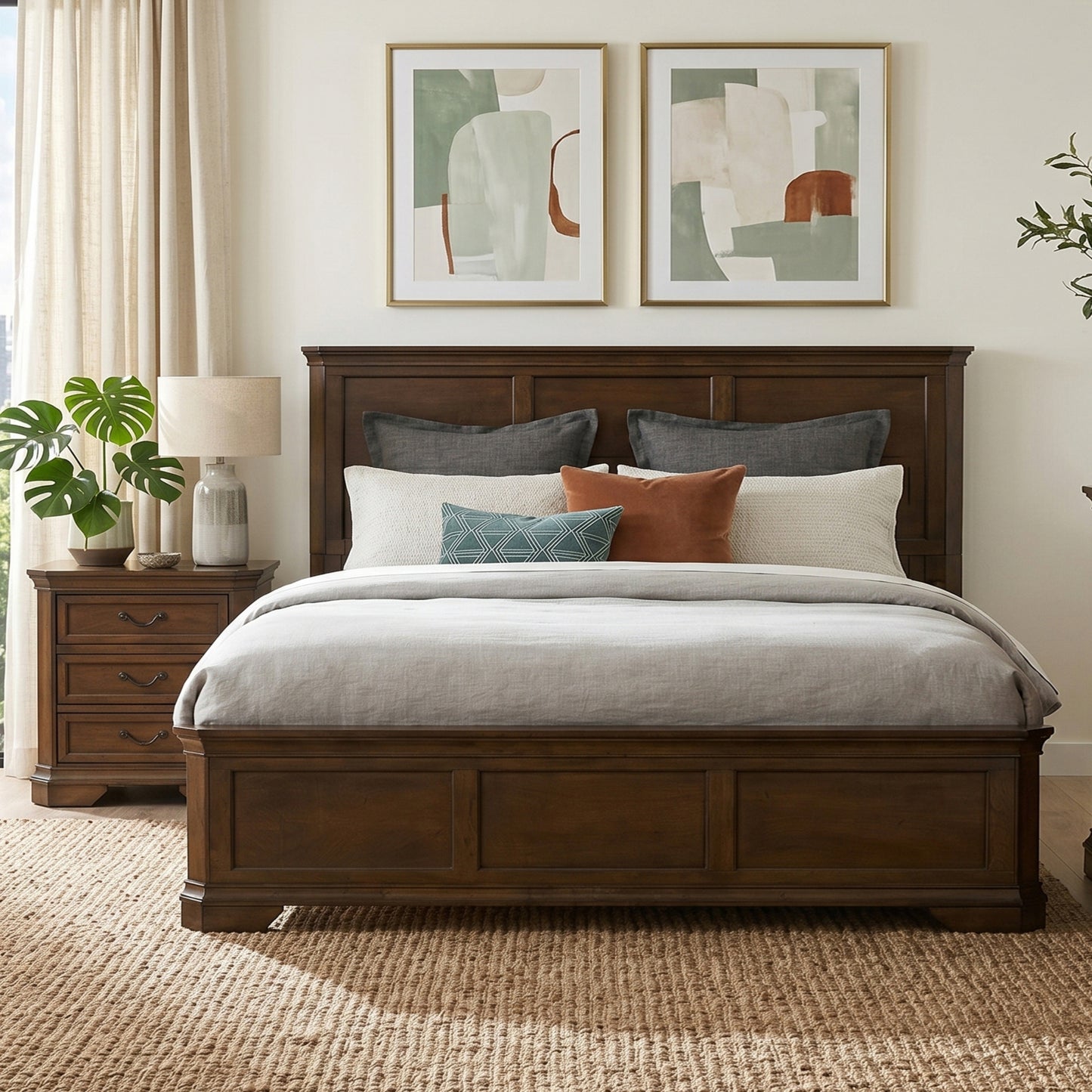 Roundhill Furniture Maderne Traditional Wood Panel Bedroom Collection