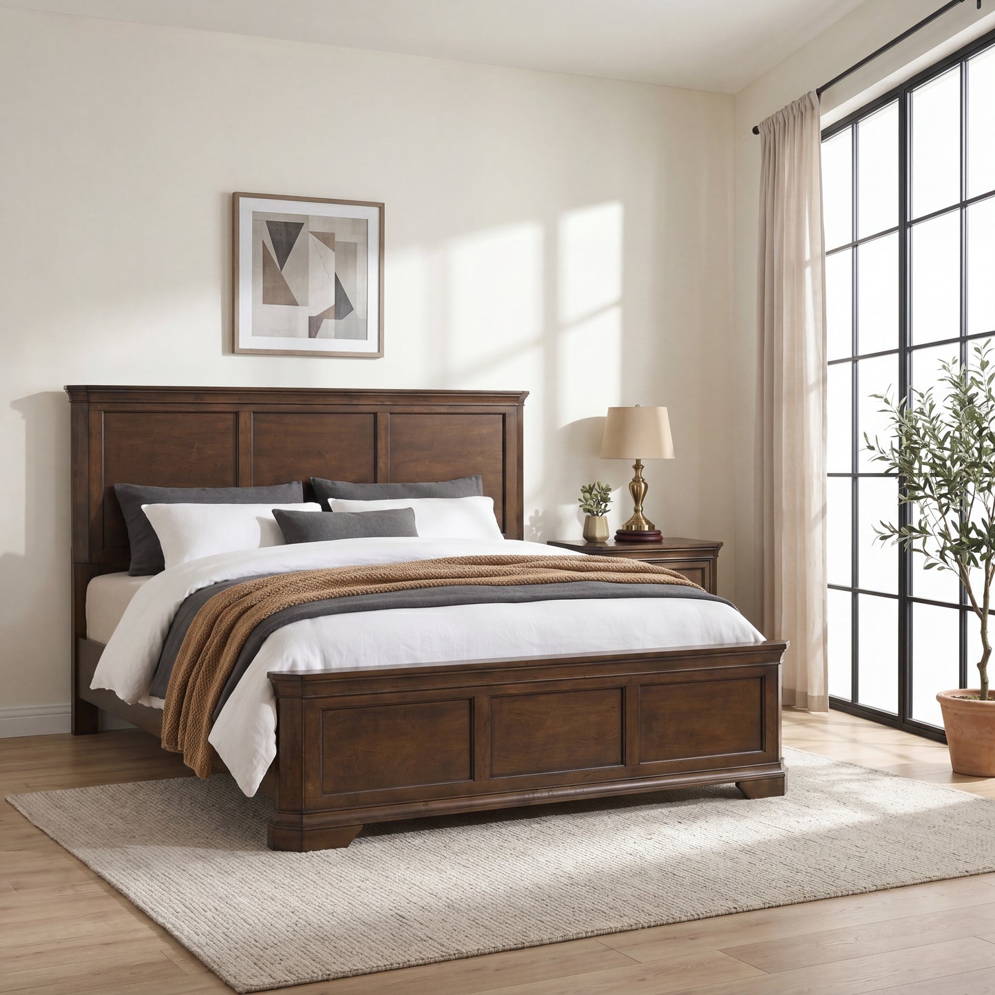 Roundhill Furniture Maderne Traditional Wood Panel Bedroom Collection