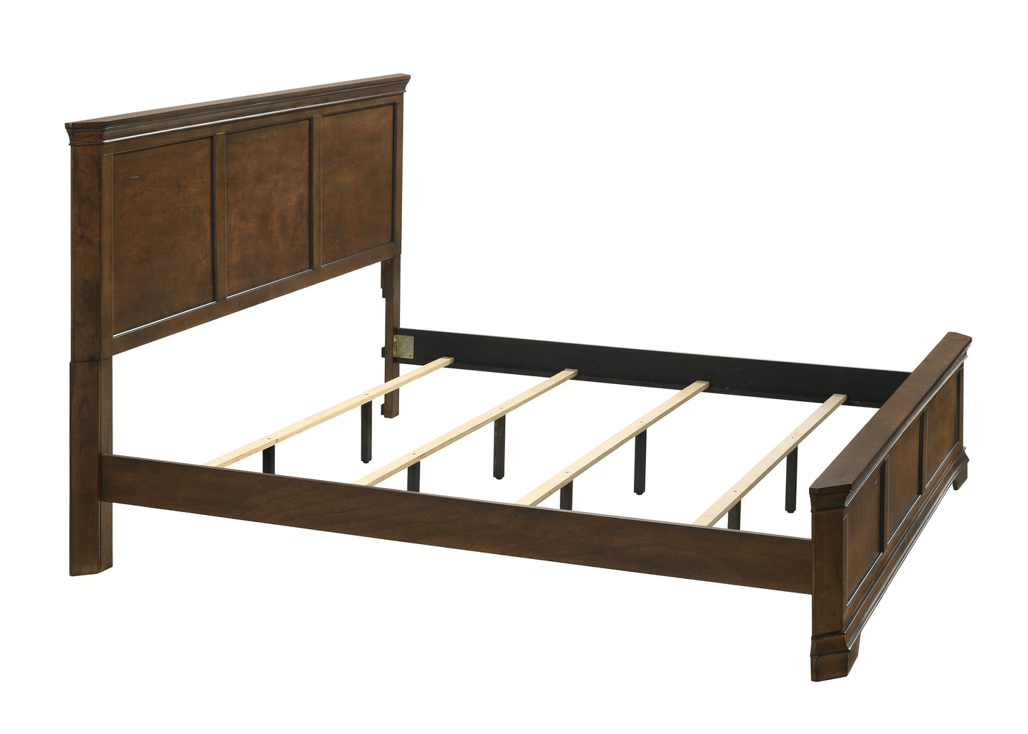 Maderne Traditional Wood Panel Bed, Antique Walnut Finish