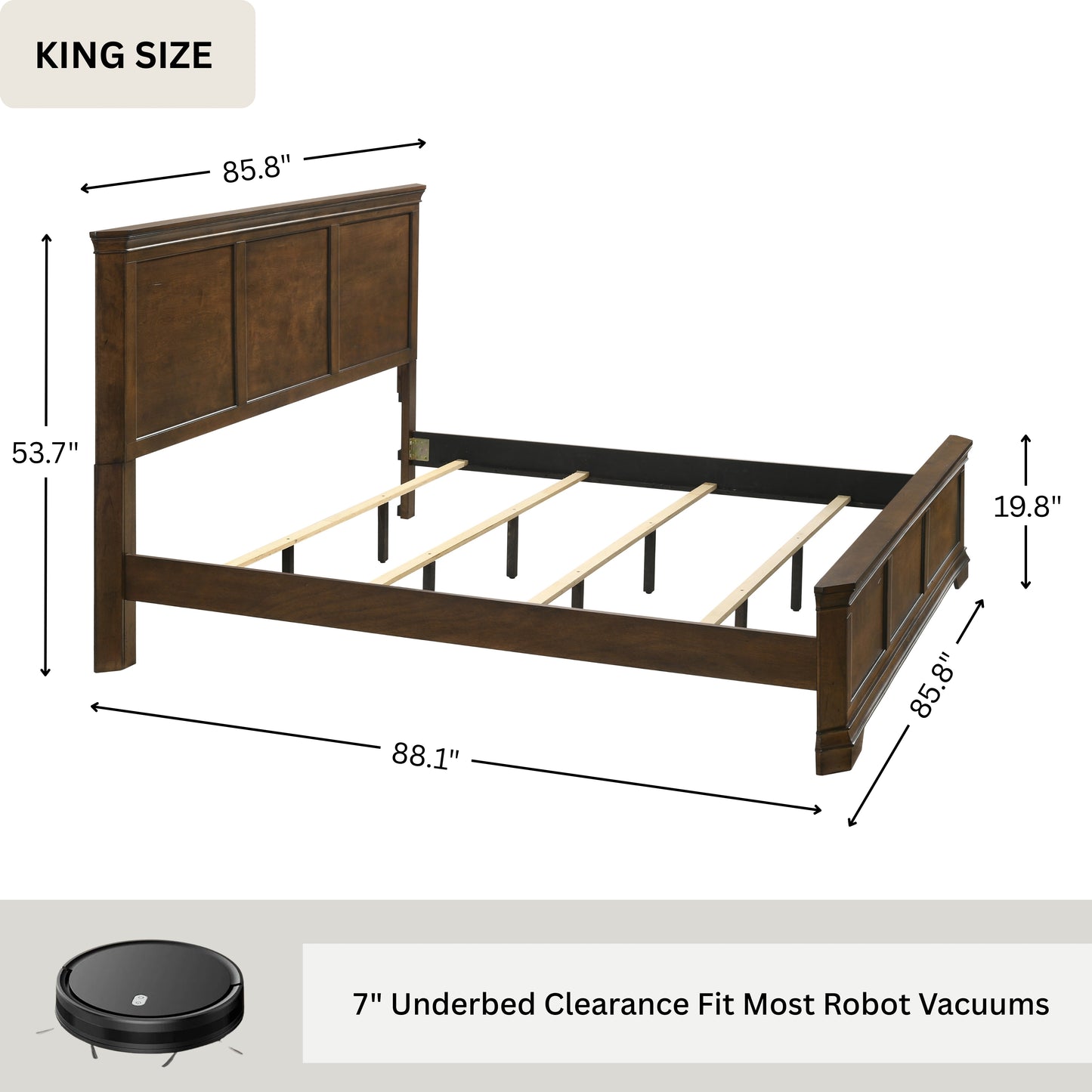 Roundhill Furniture Maderne Traditional Wood Panel Bed