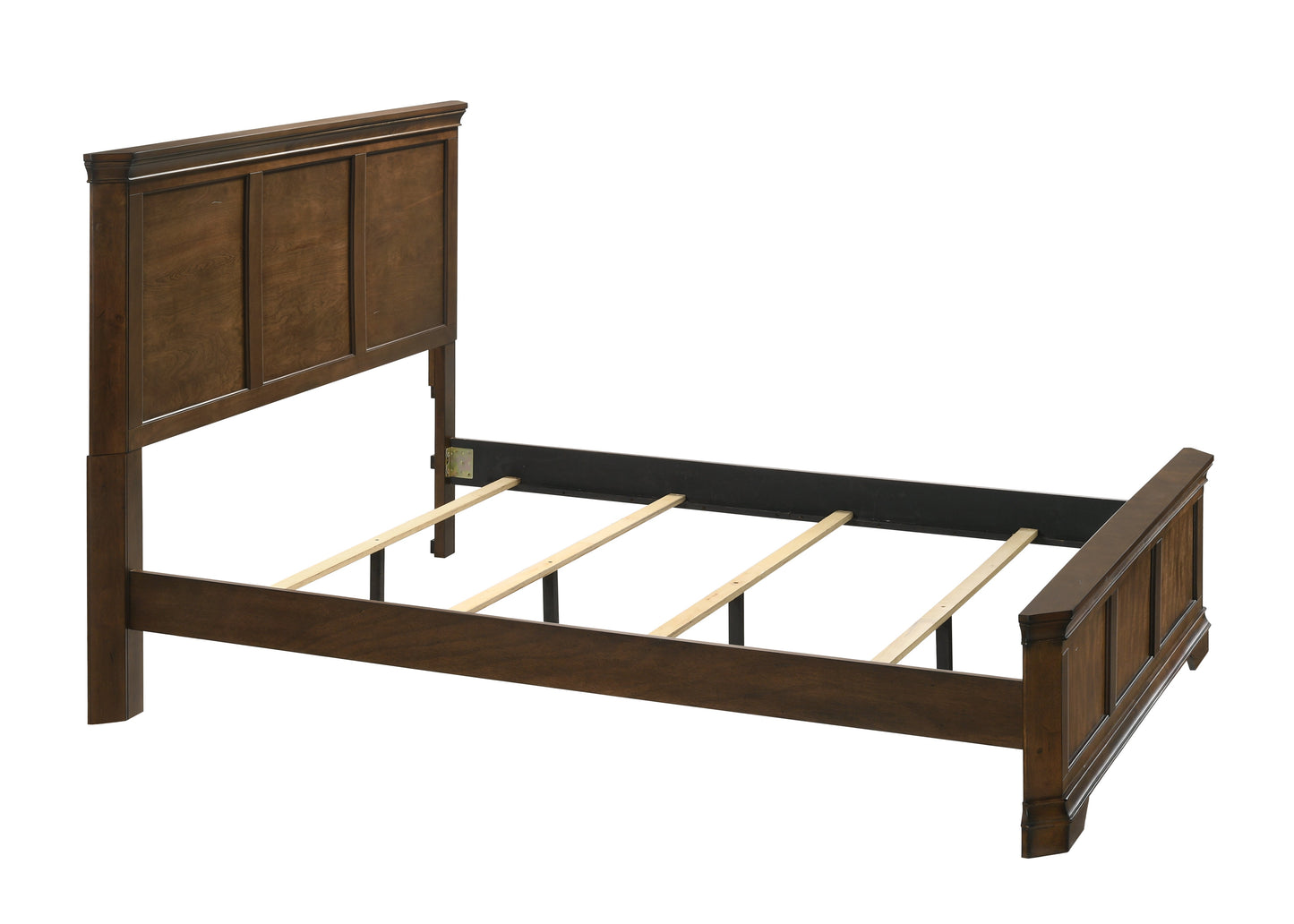 Maderne Traditional Wood Panel Bed, Antique Walnut Finish