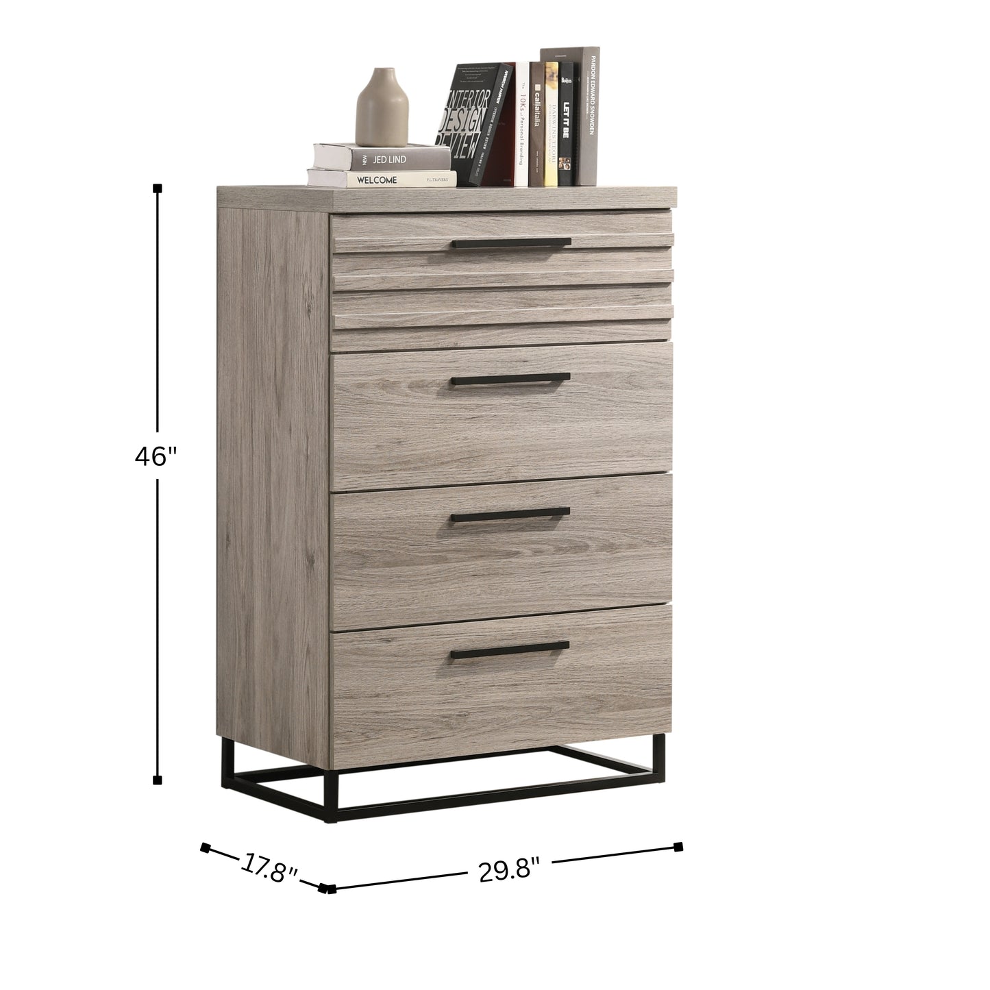 Alvear Contemporary 4-Drawer Chest, Weathered Gray
