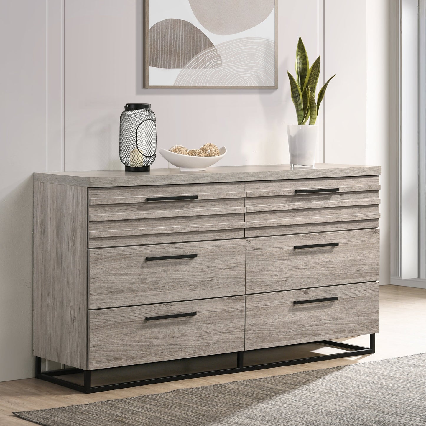 Alvear Contemporary 6-Drawer Dresser, Weathered Gray