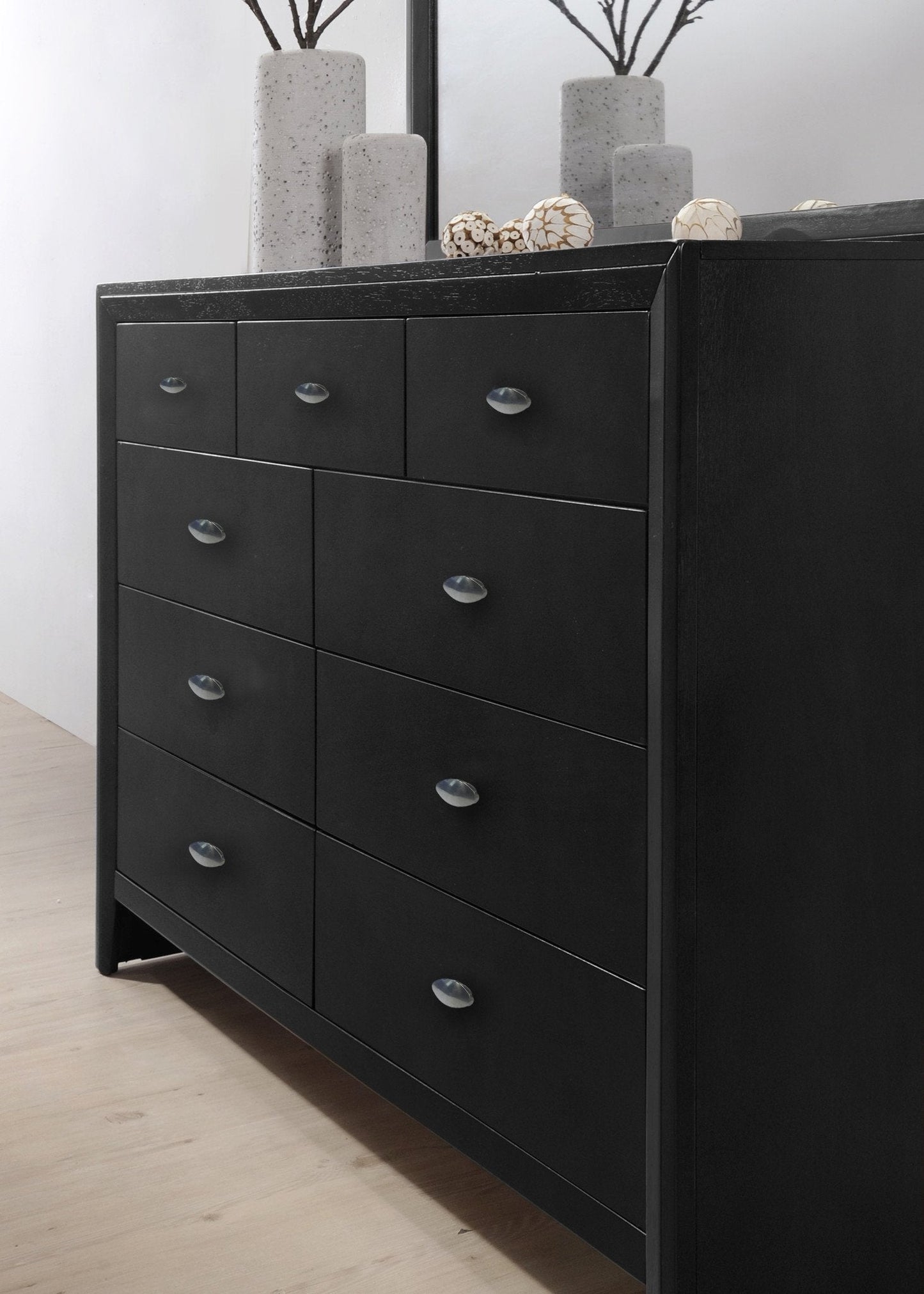 Ecrille 350 Black Wood Dresser and Mirror