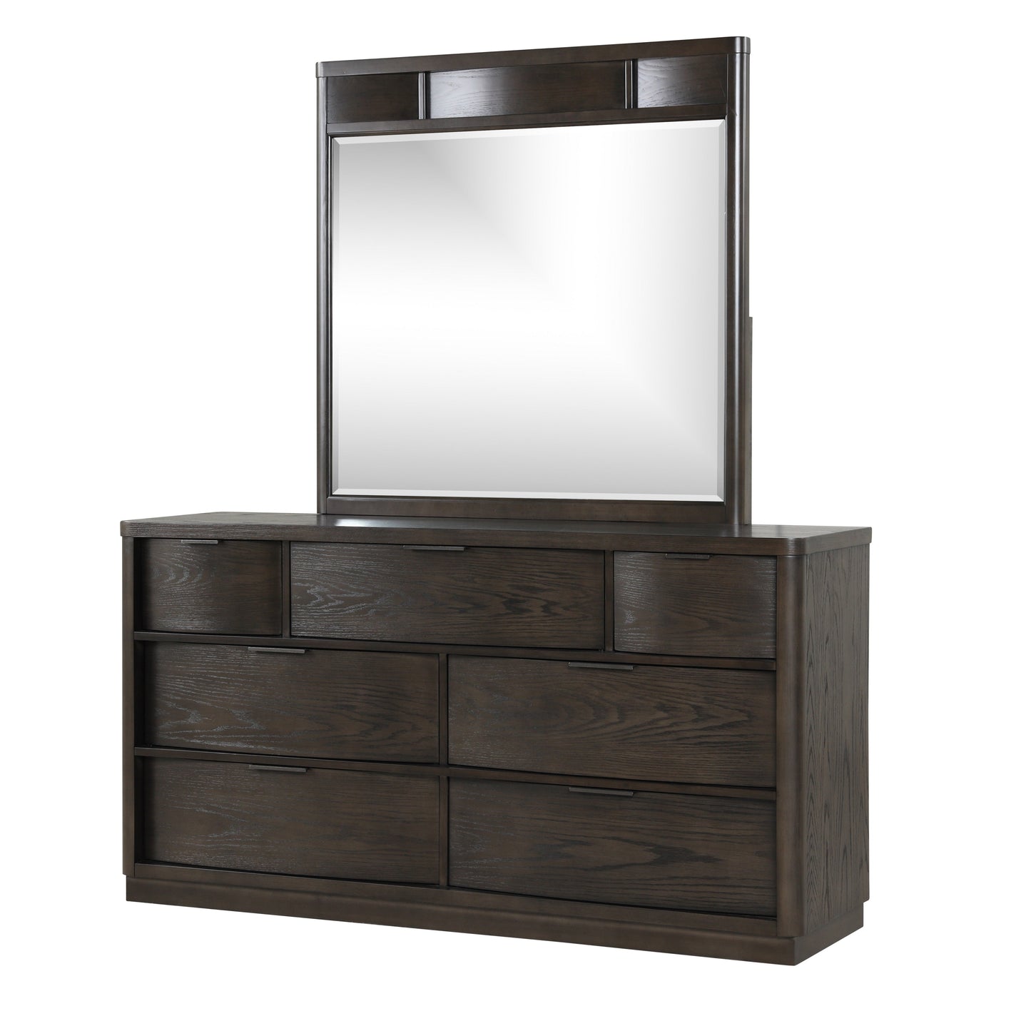 Belani Wood 7-Drawer Dresser with Mirror, Espresso