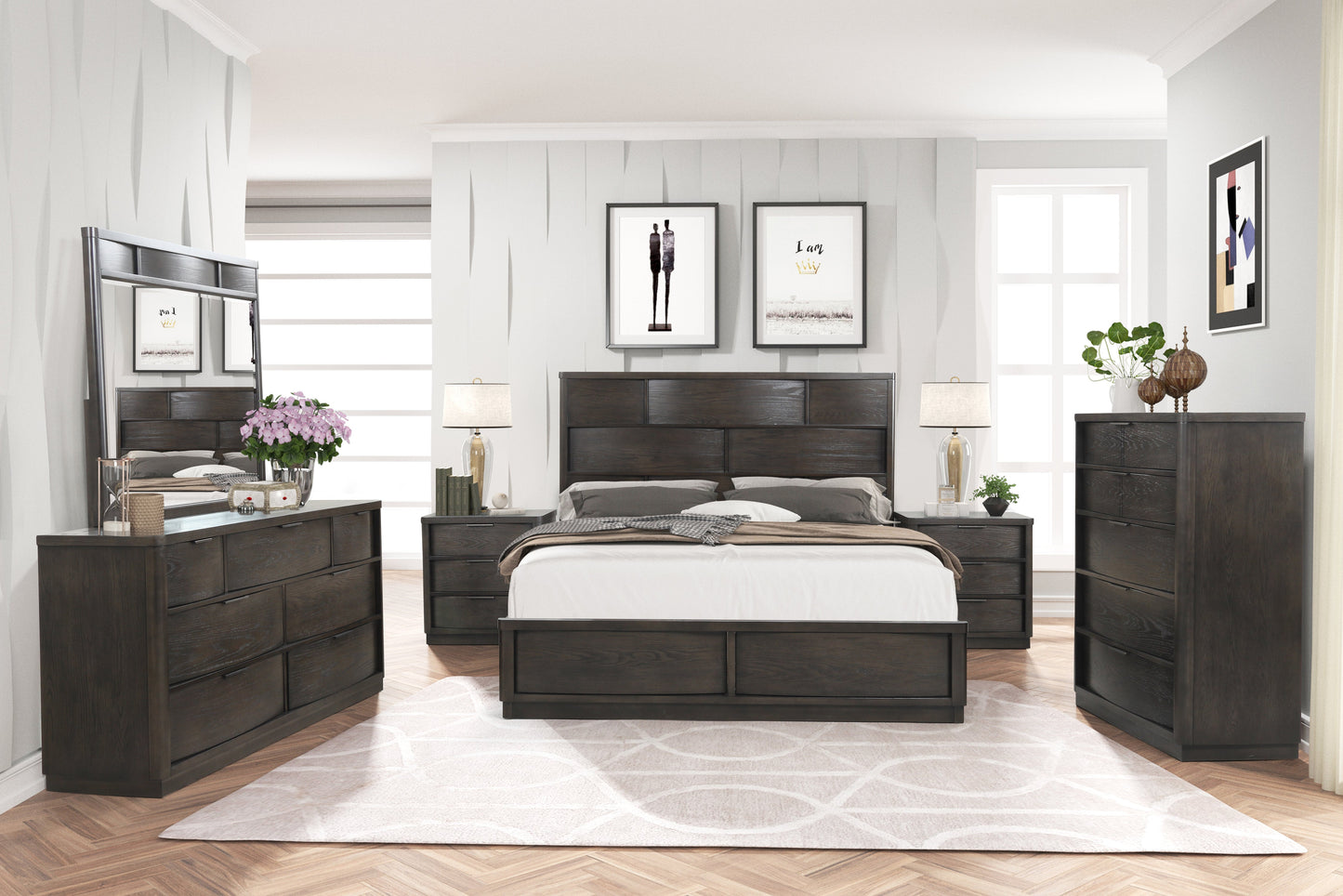 Belani Wood Panel Bedroom Collection, Espresso