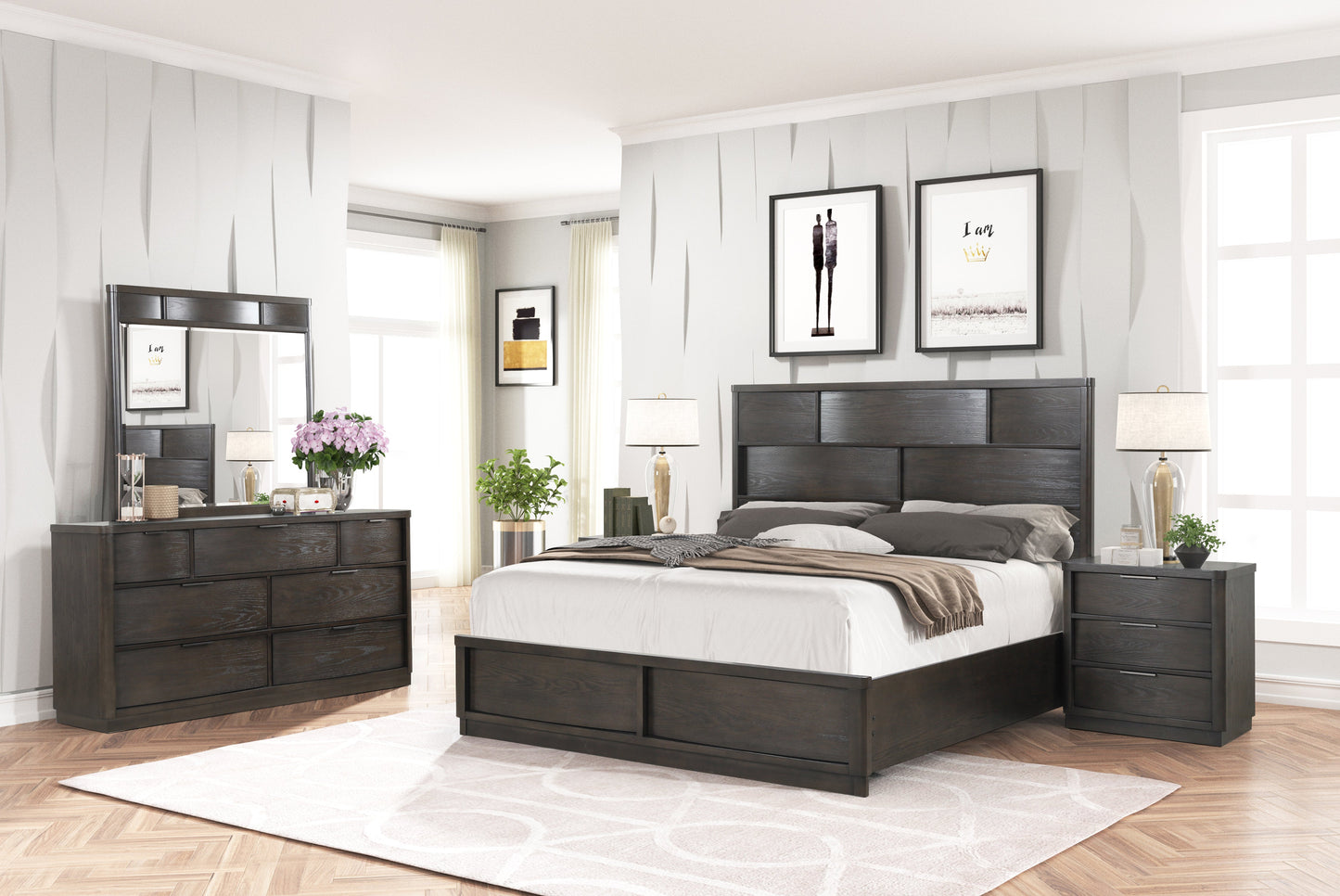 Belani Wood Panel Bedroom Collection, Espresso