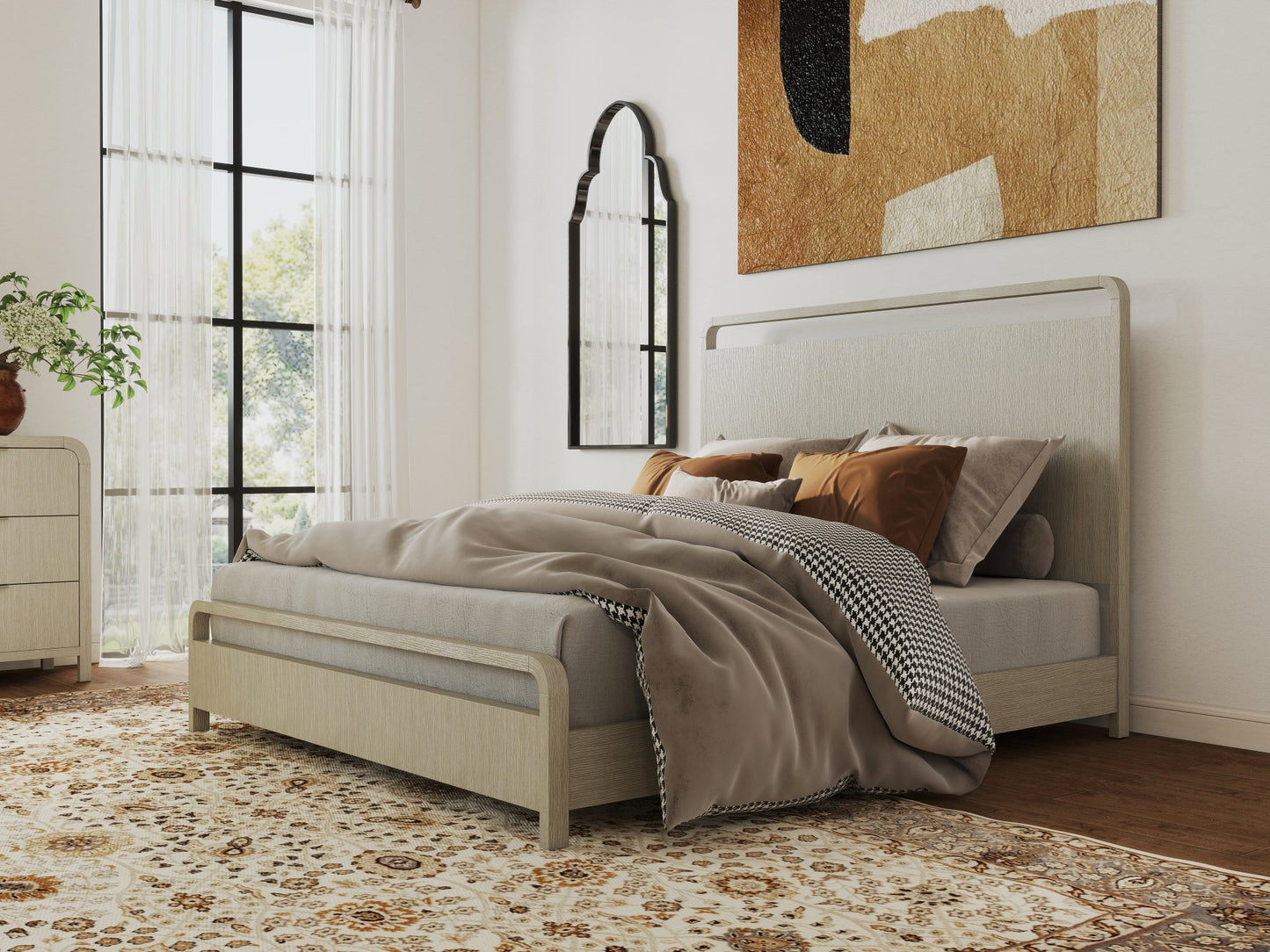 Roundhill Furniture Tavari Wood Panel Bed, Light Gray Finish