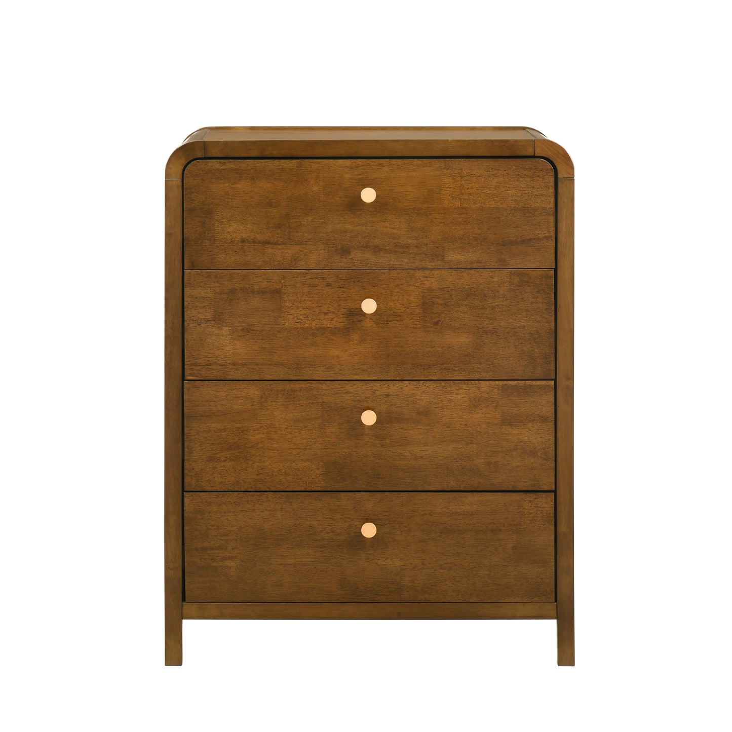 Roundhill Furniture Eldren 4-Drawer Wood Chest with Solid Rubberwood Frame, Walnut Finish